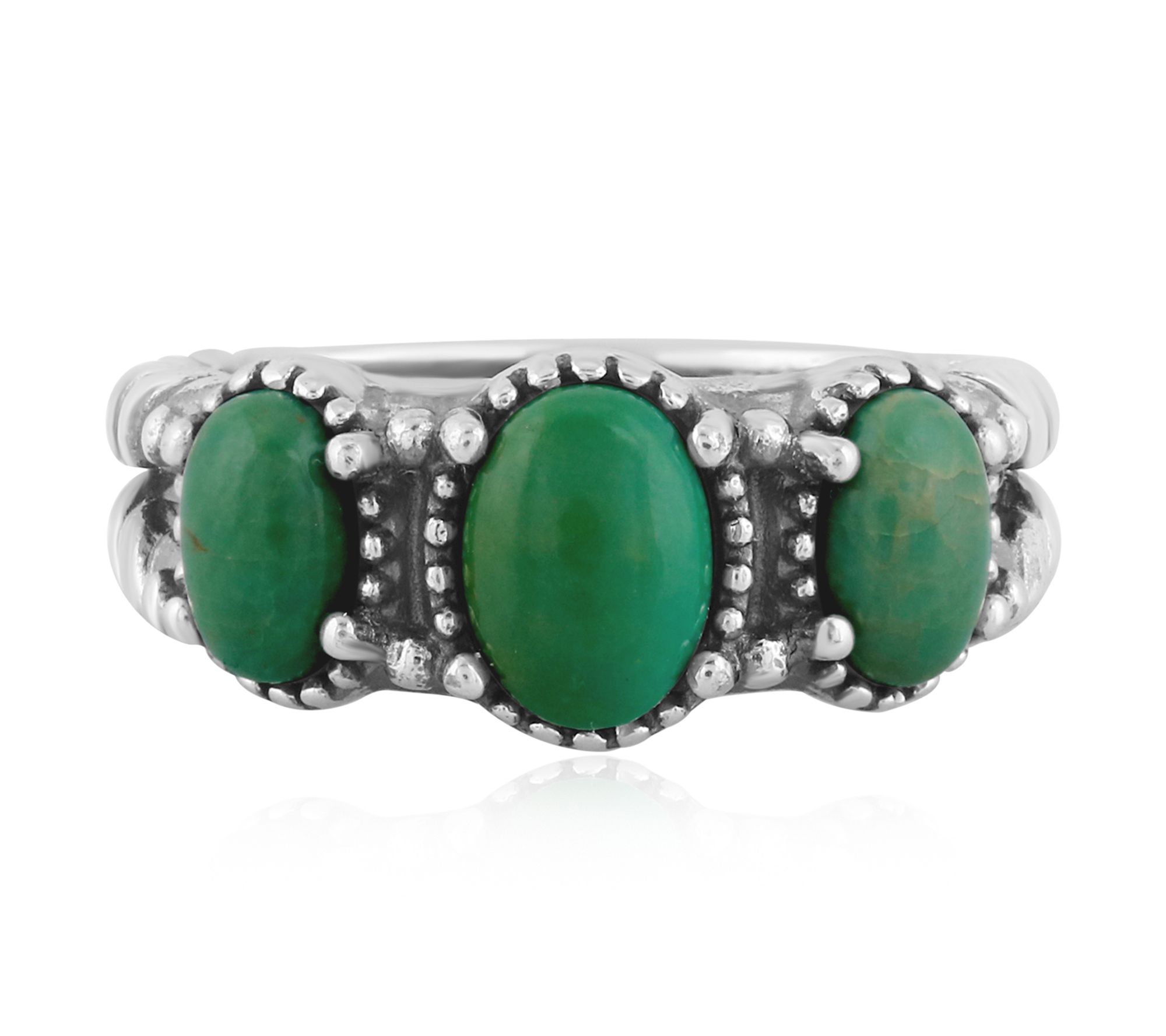 American West Sterling Silver Oval Gemstone Ban d Ring