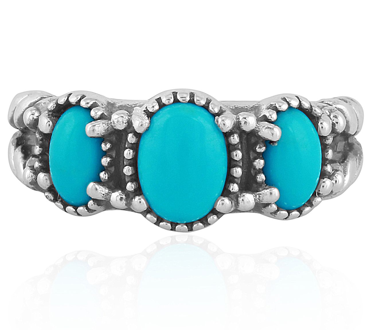 American West Sterling Silver Oval Gemstone Band Ring