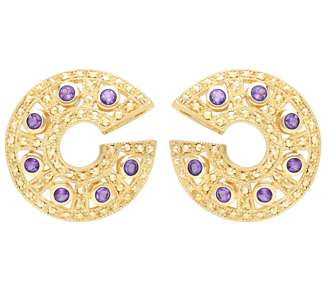 Dallas Prince 14K Gold Clad Marcasite & Gemstone Earrings