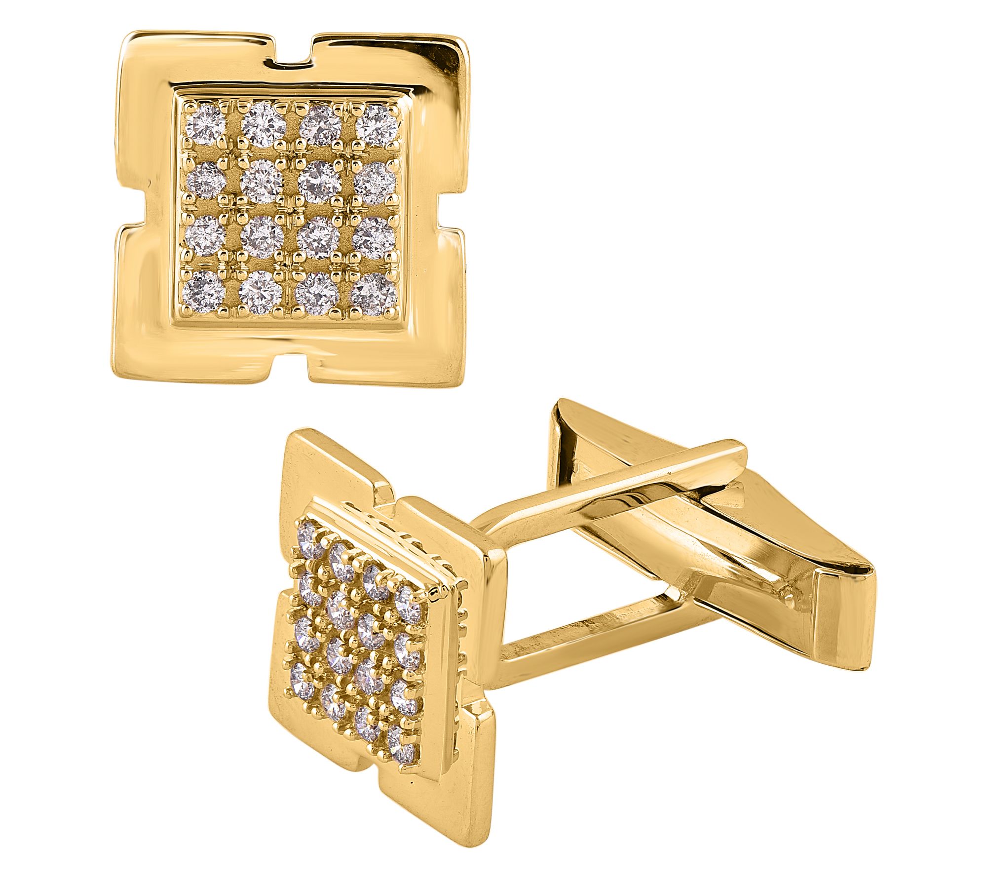 Affinity Diamonds Men's 0.50 cttw Square Cuff Links, 14K Gold