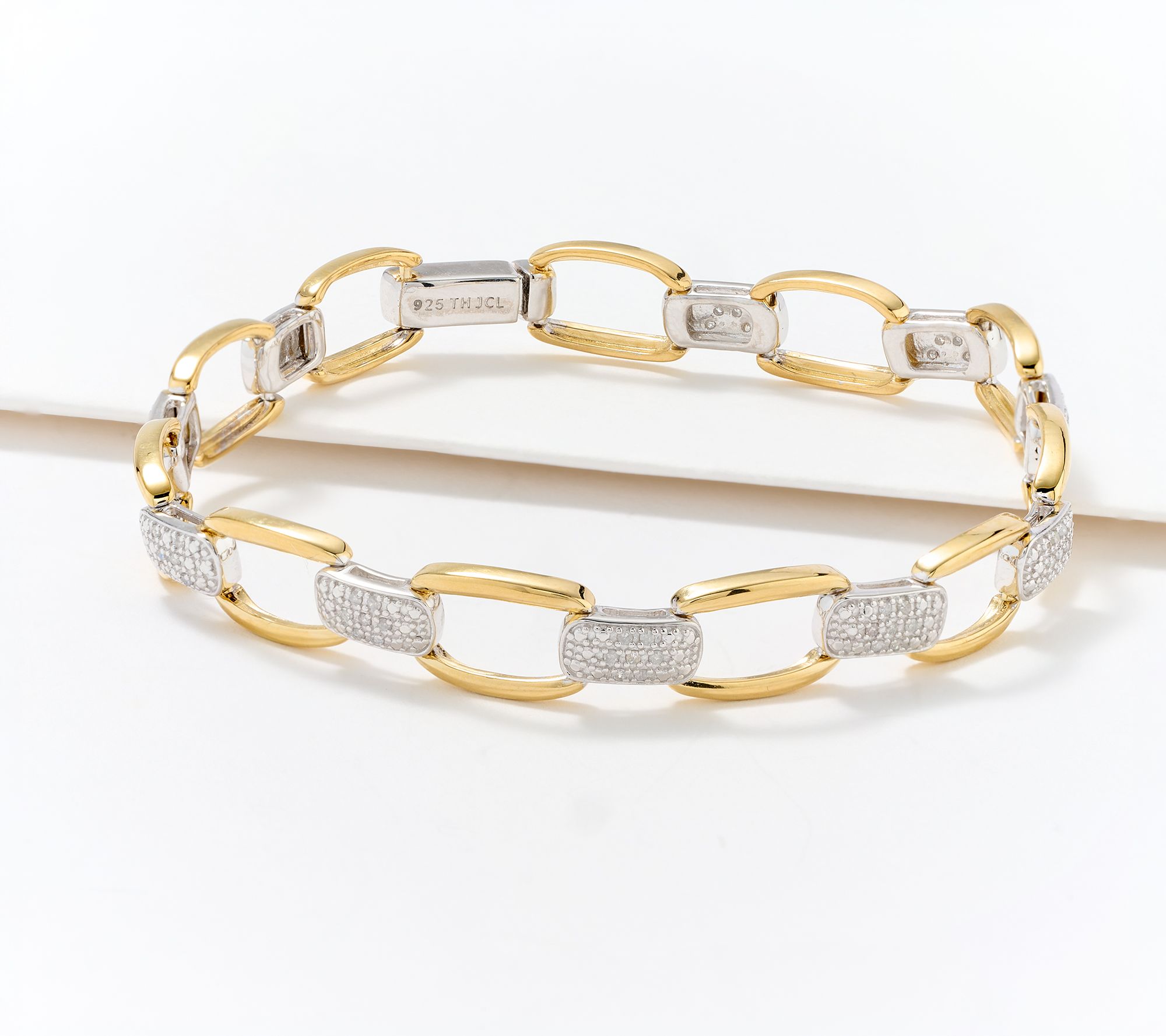 Accents by Affinity Two-Tone Pave Link Bracelet, Sterling Silver