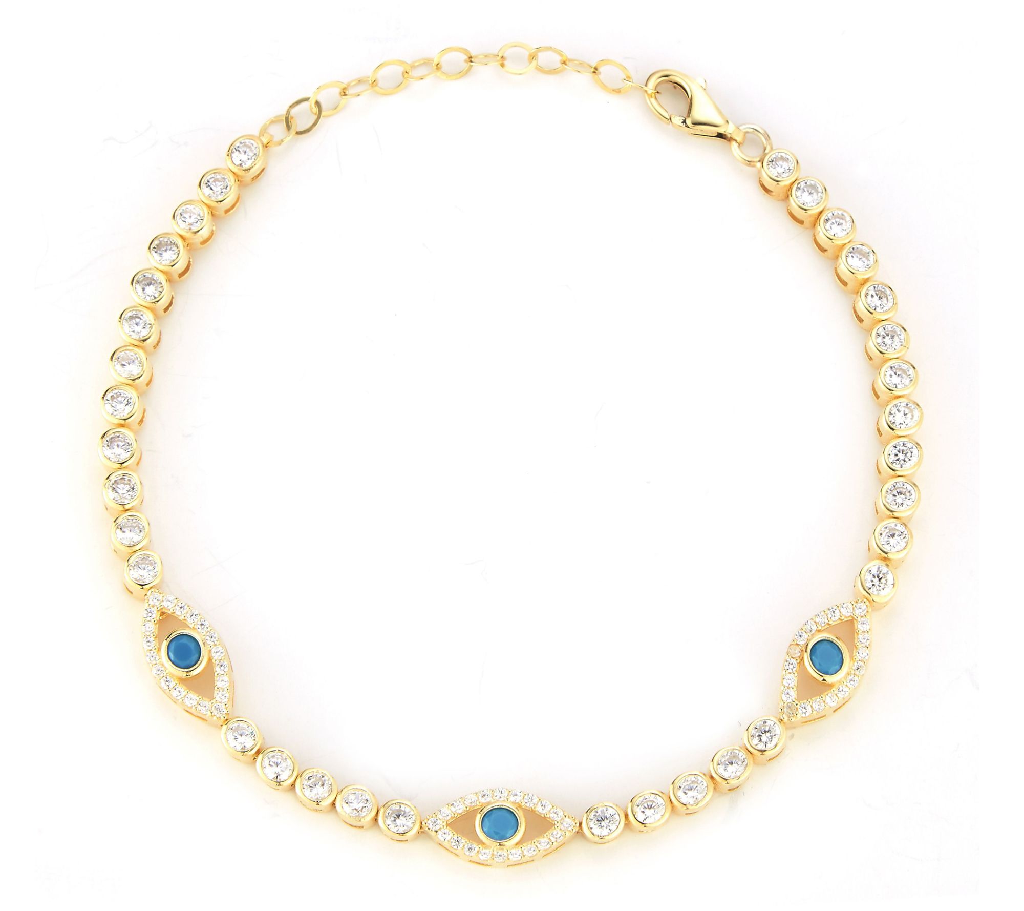 Sterlina Silver Triple Evil Eye Tennis Bracelet, Sterling
