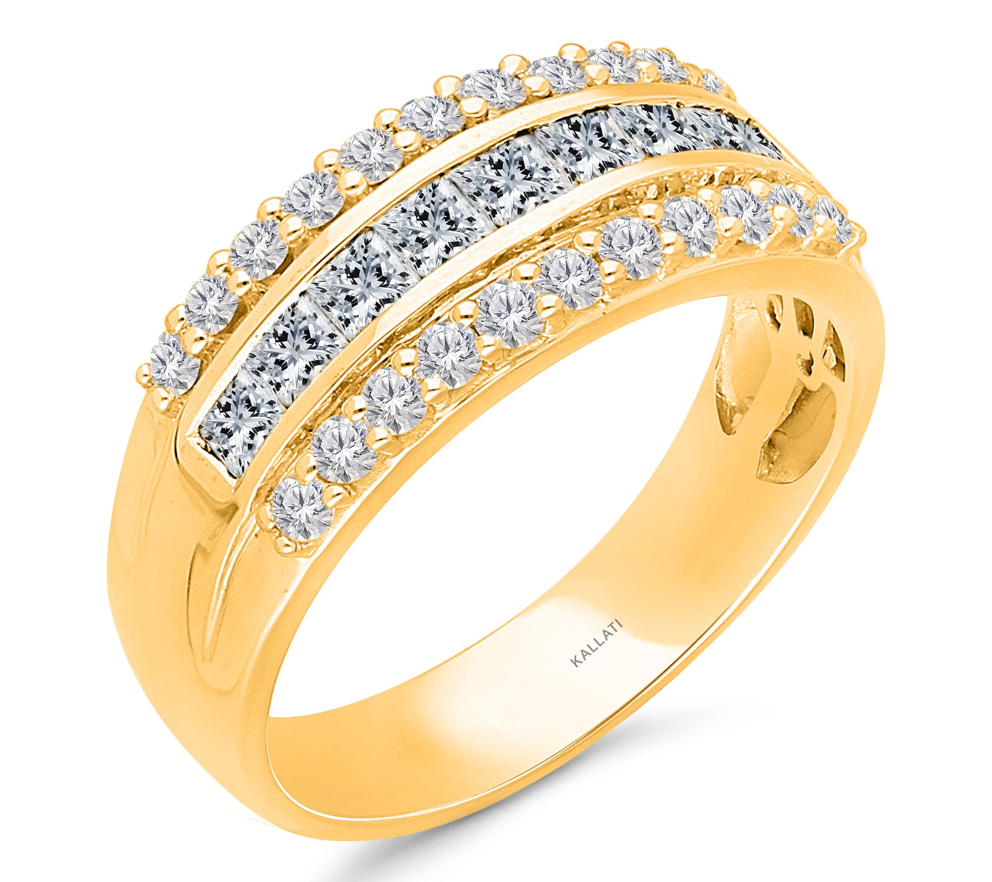 KALLATI 1.50 cttw Diamond Legendary Band Ring,14K Gold