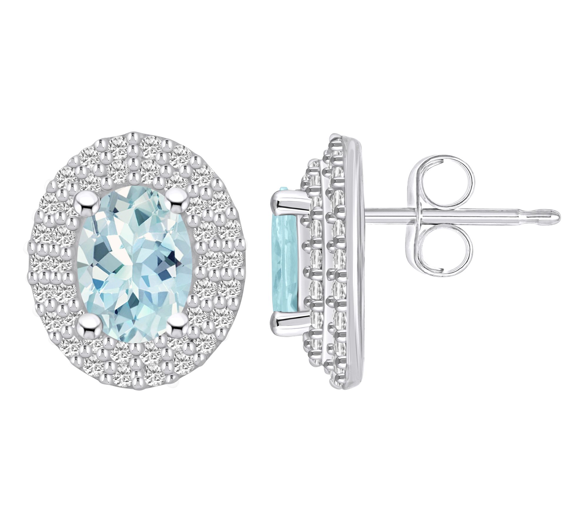 Affinity Gems Oval Gemstone & Diamond Earrings,14 White Gold