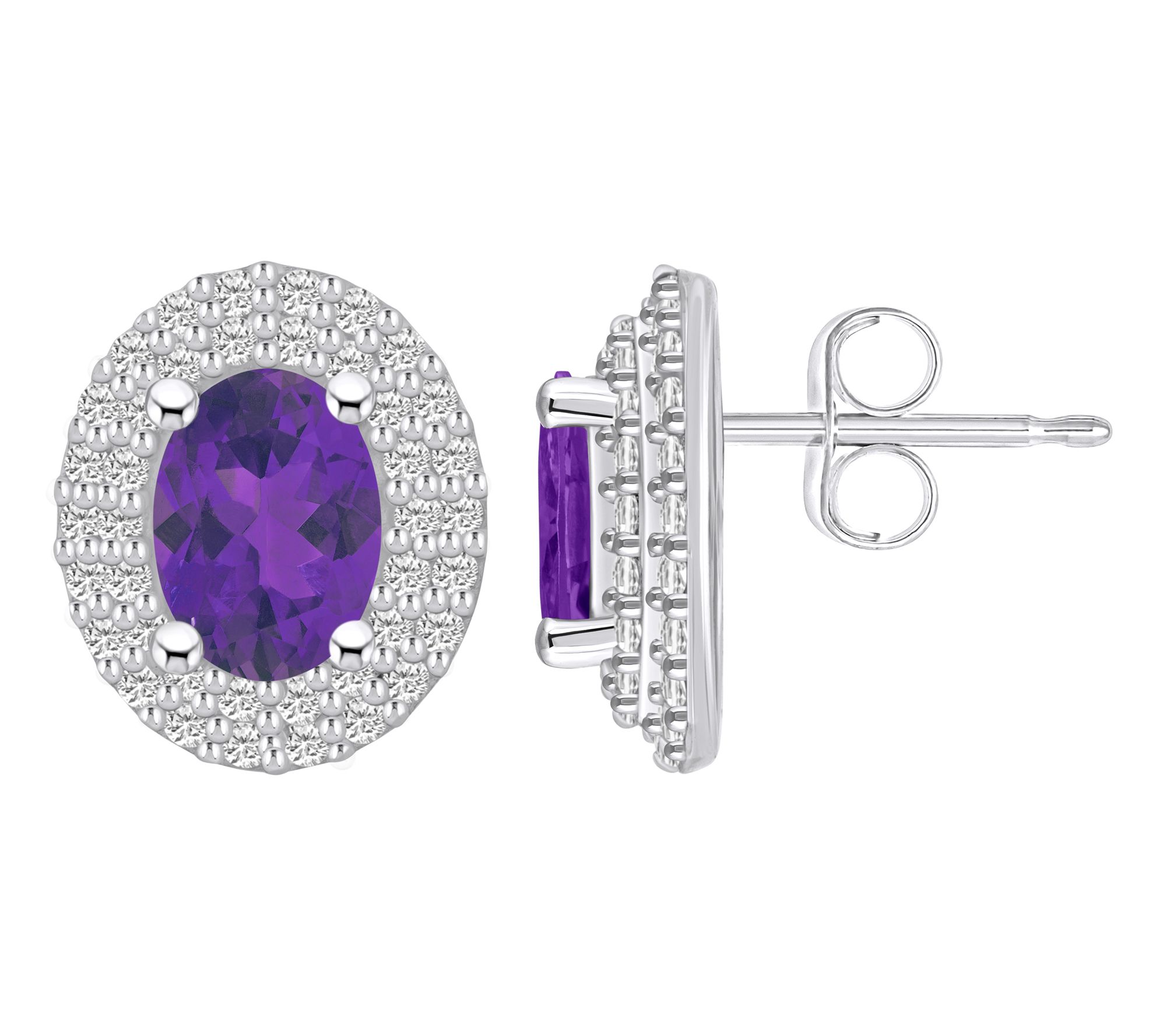 Affinity Gems Oval Gemstone & Diamond Earrings,  14 White Gold