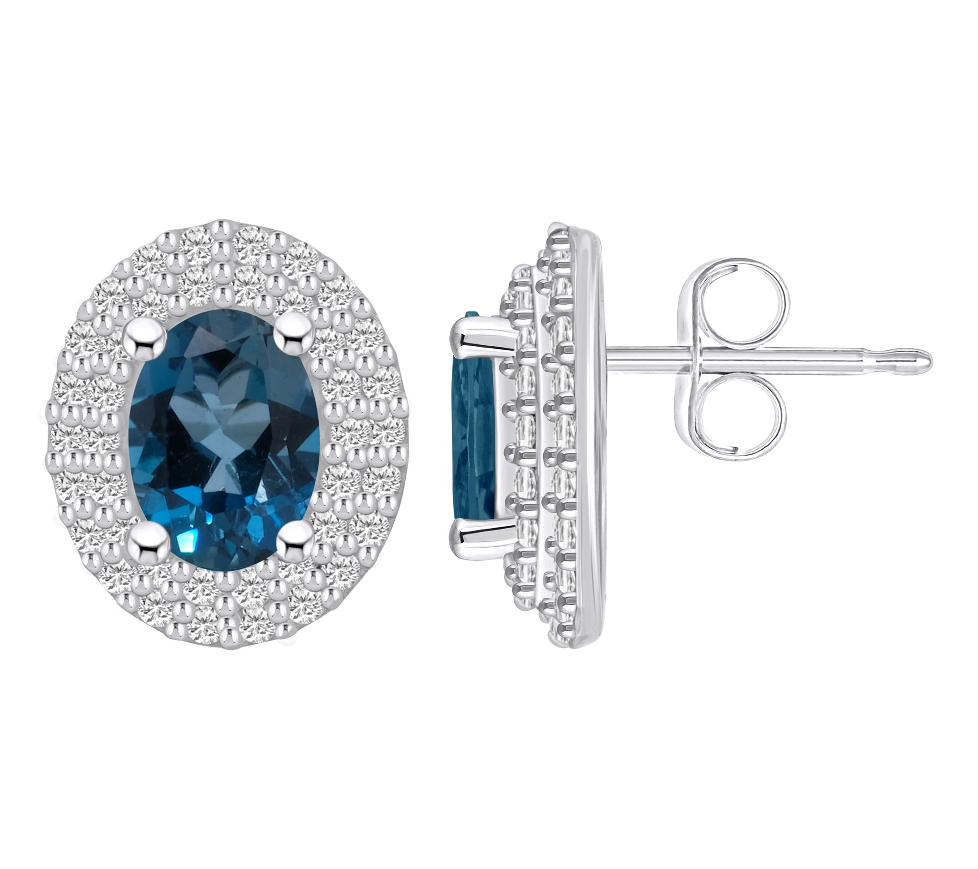 Affinity Gems Oval Gemstone & Diamond Earrings,14 White Gold