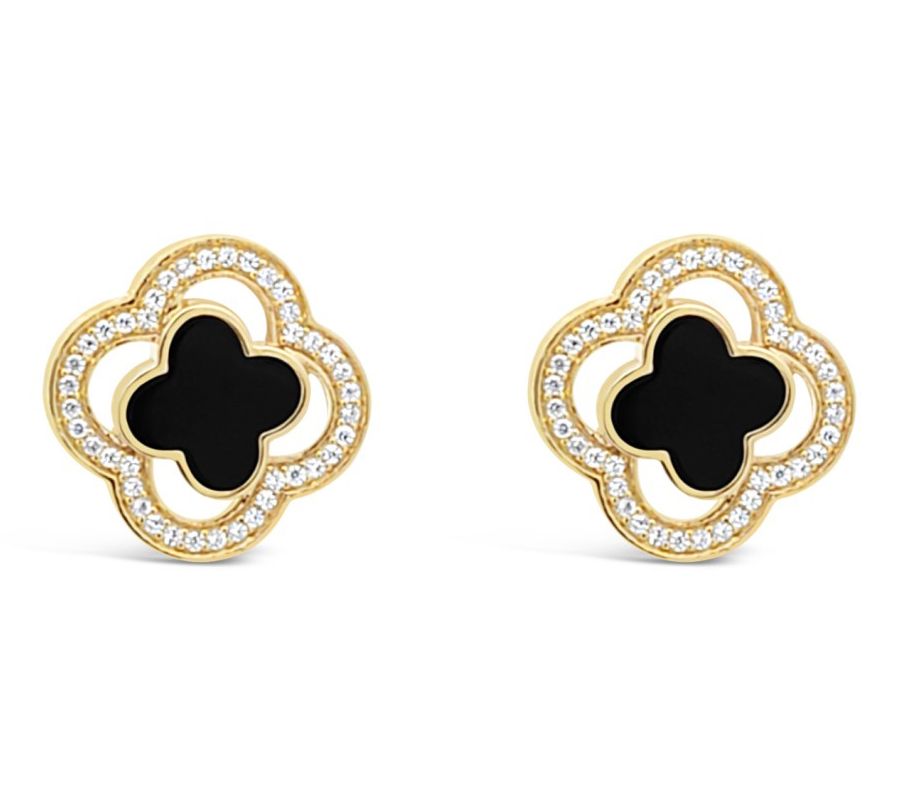 Ariva 18K Clad Clover Gemstone & Diamonique Bristol Earrings