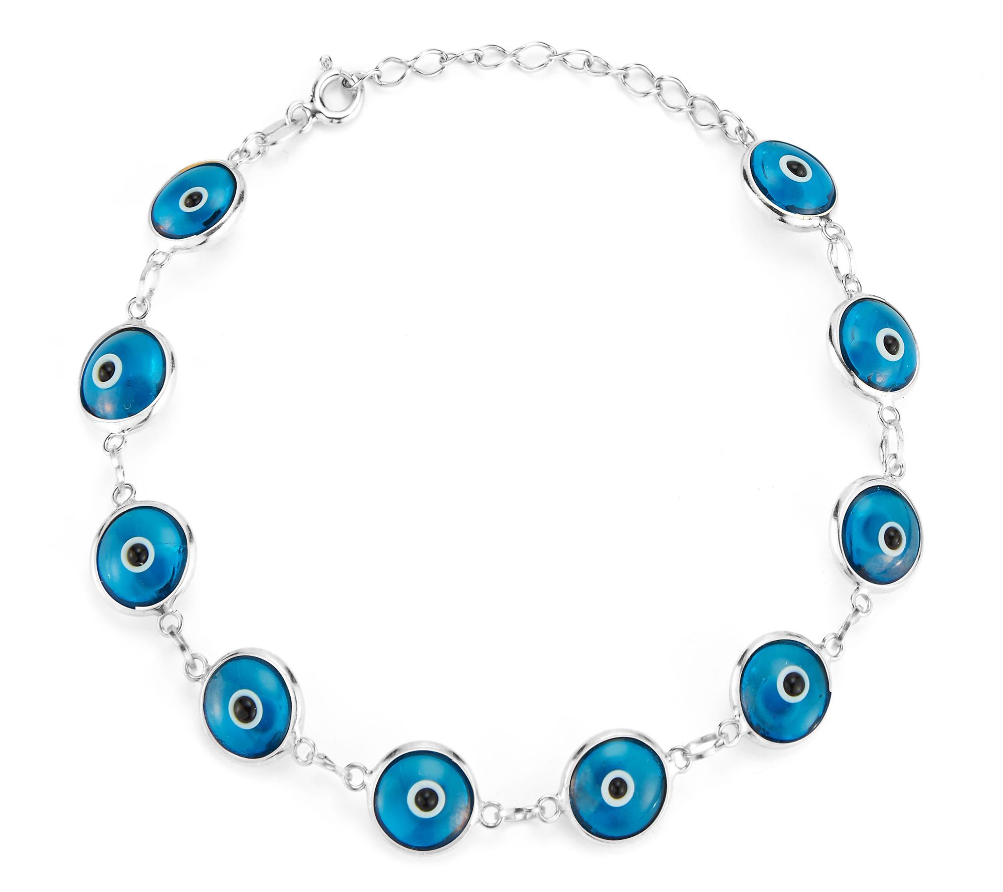 Sterlina Silver Blue Enamel Evil Eye Bracelet,Sterling
