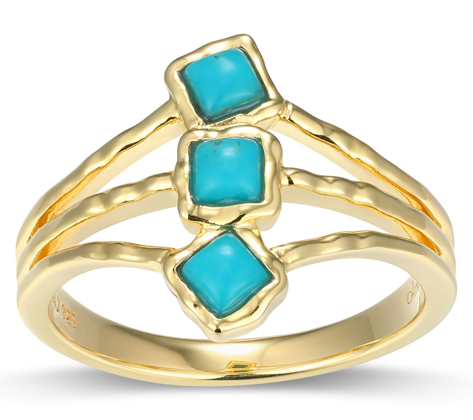Affinity Gems Turquoise Three Stone Ring,18K Gold Plated