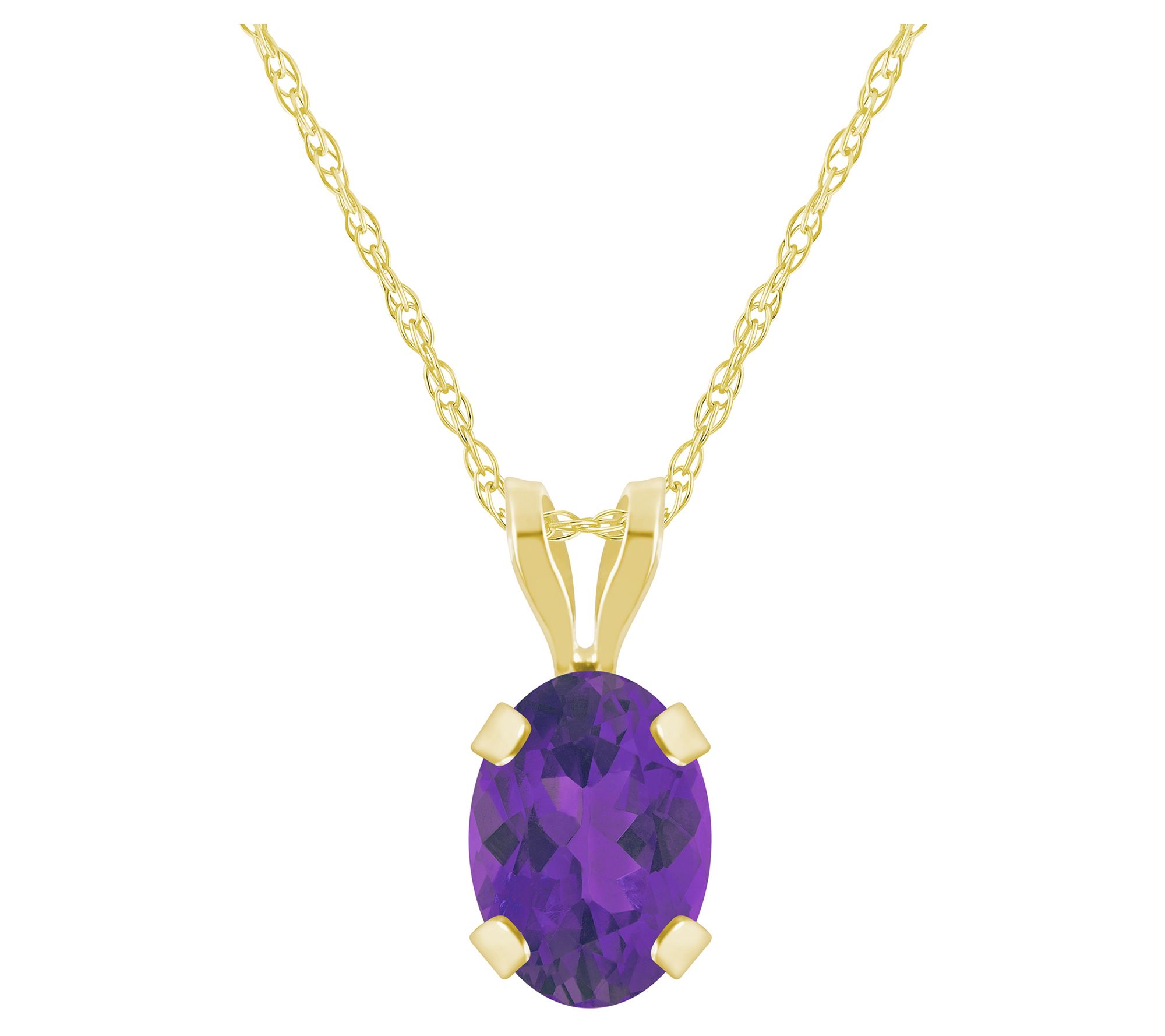 Affinity Gems Oval Gemstone Pendant w/ Chain, 10K Gold