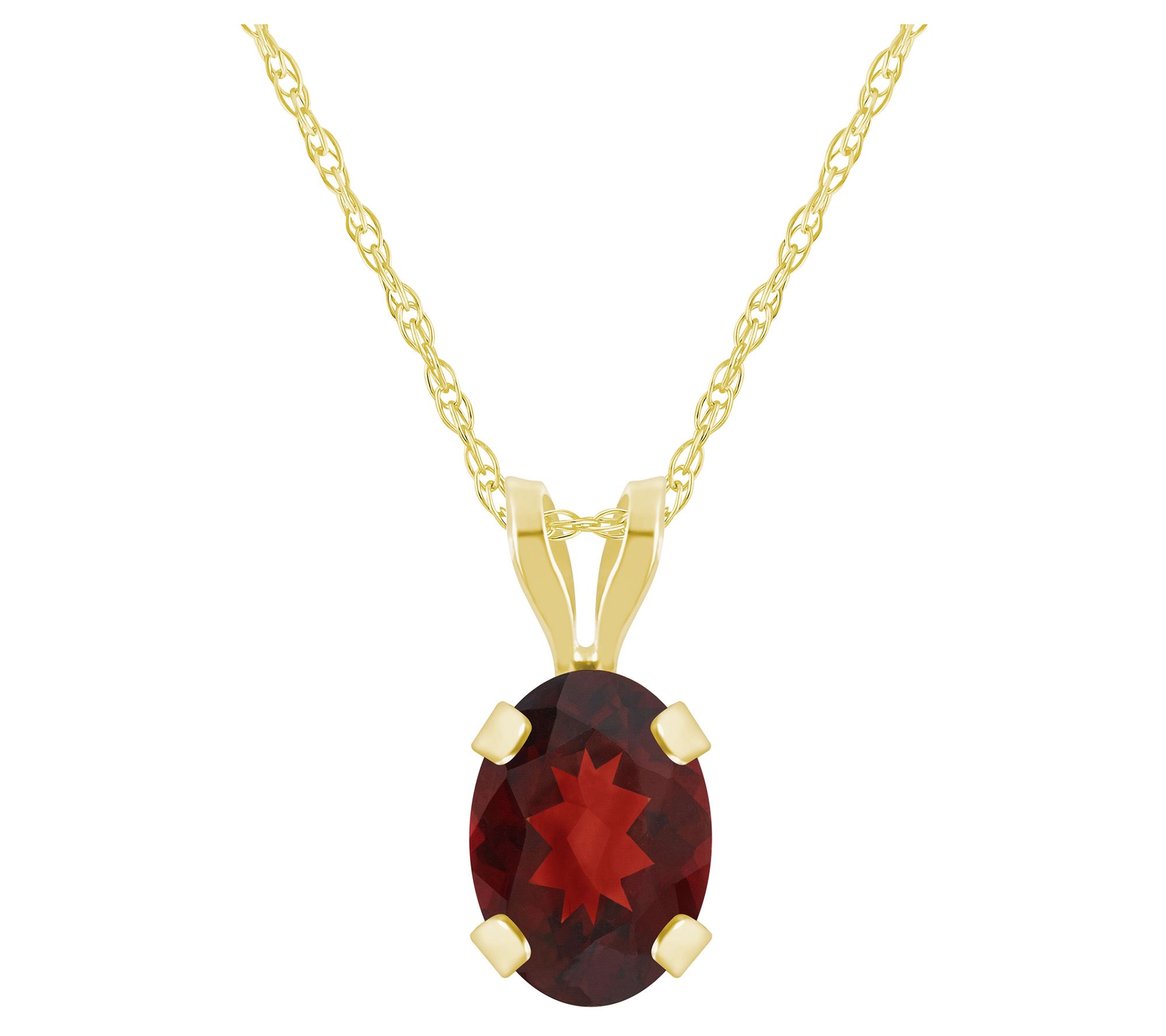 Affinity Gems Oval Gemstone Pendant w/ Chain, 10K Gold