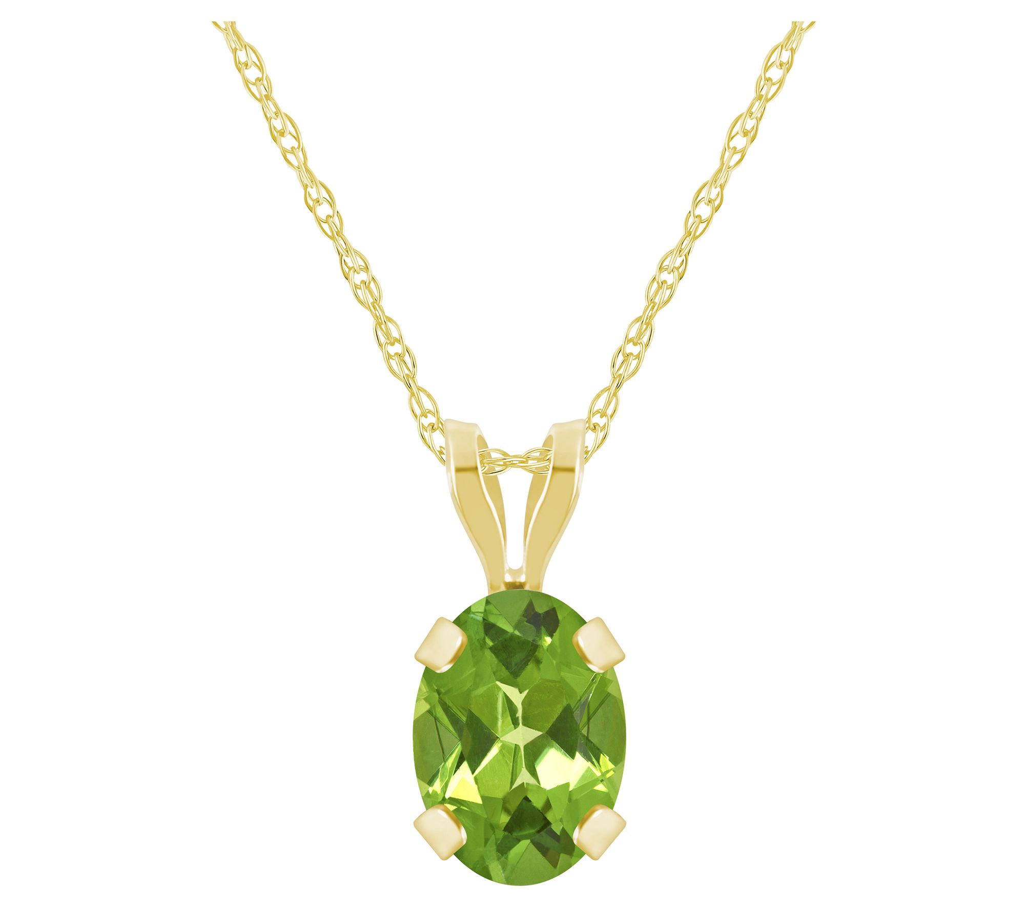 Affinity Gems Oval Gemstone Pendant w/ Chain, 10K Gold