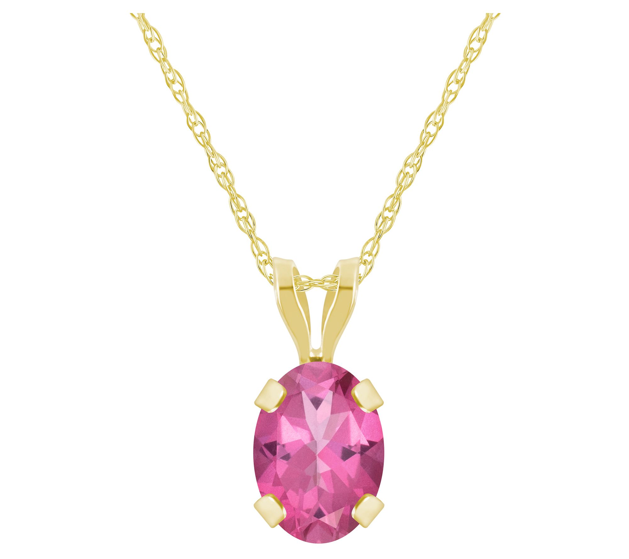 Affinity Gems Oval Gemstone Pendant w/ Chain, 10K Gold