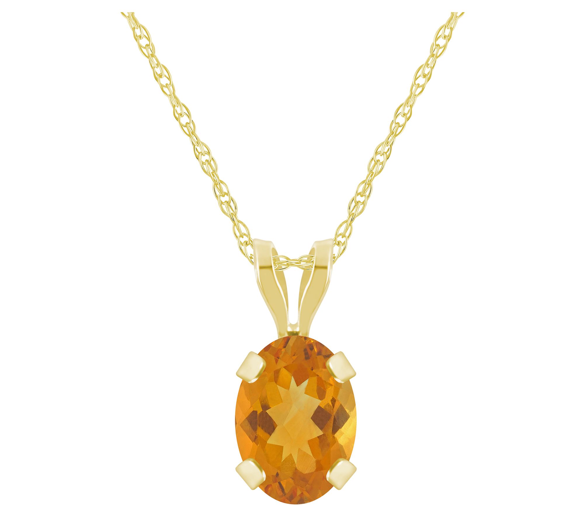 Affinity Gems Oval Gemstone Pendant w/ Chain, 10K Gold