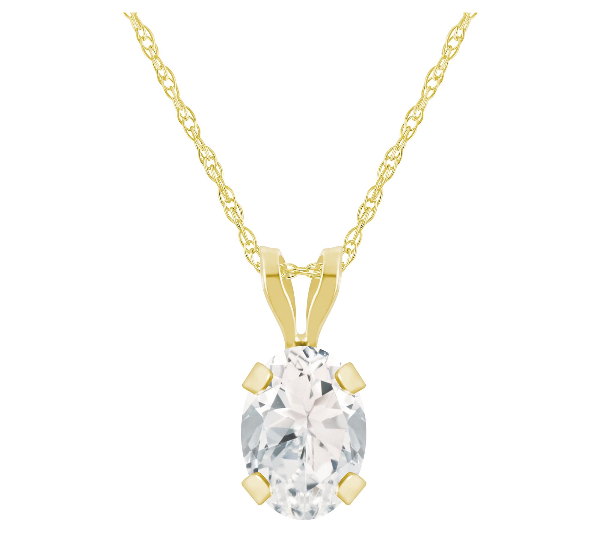 Affinity Gems Oval Gemstone Pendant w/ Chain, 10K Gold