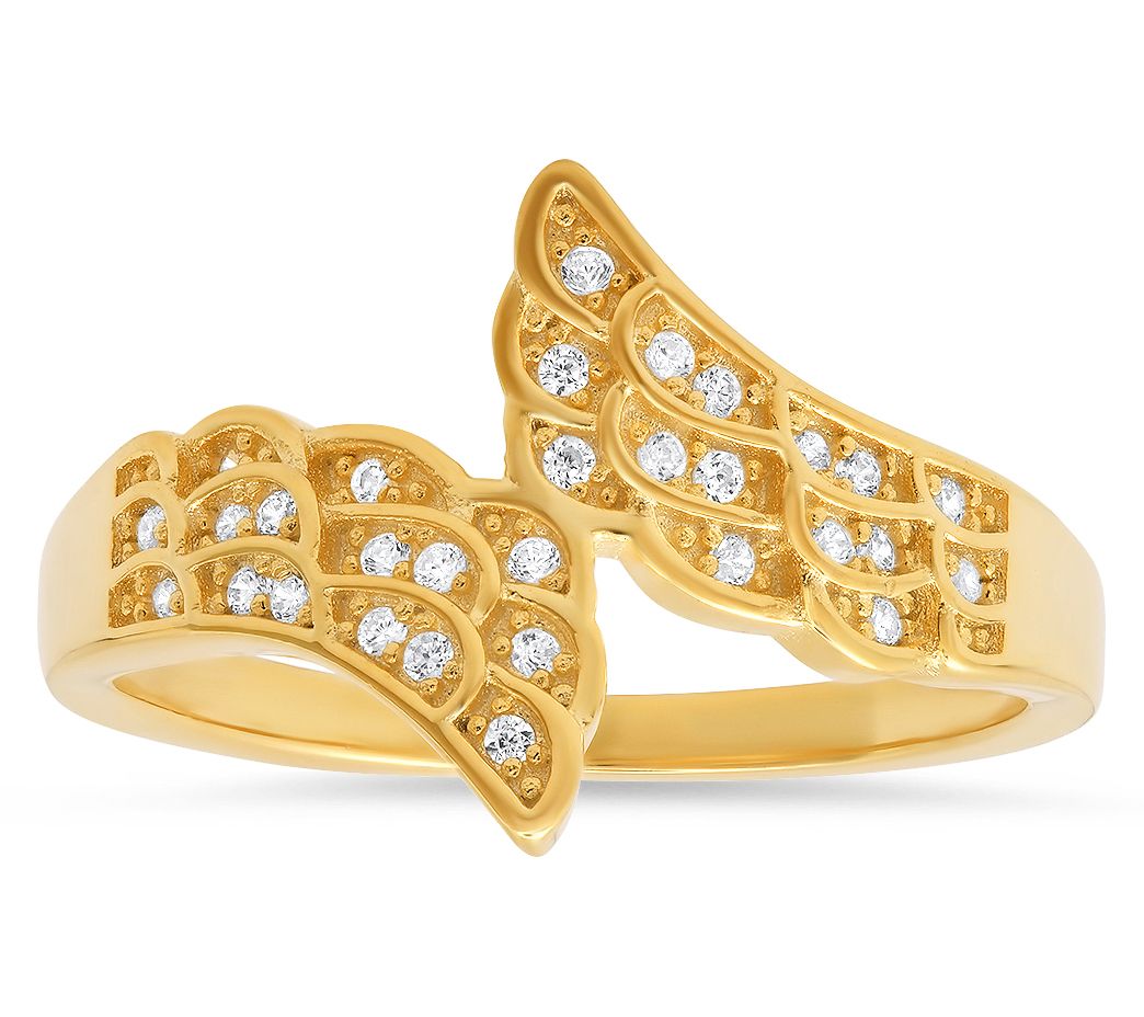 Diamonique Angel Wings Ring, Sterling Silver