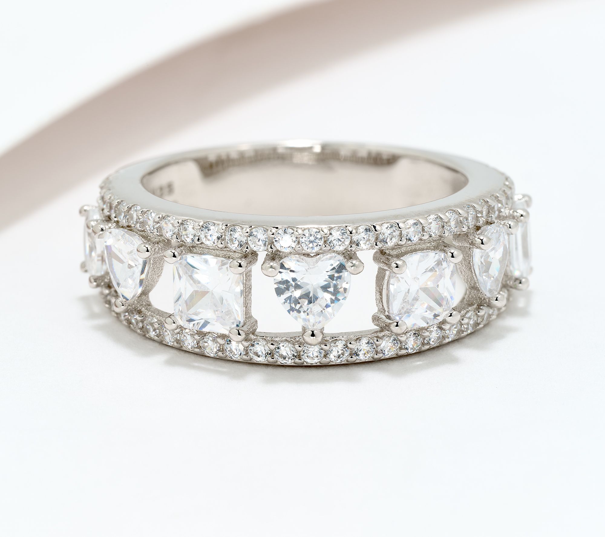 "As Is" Diamonique Fancy Cut Band Ring, Sterling Silver