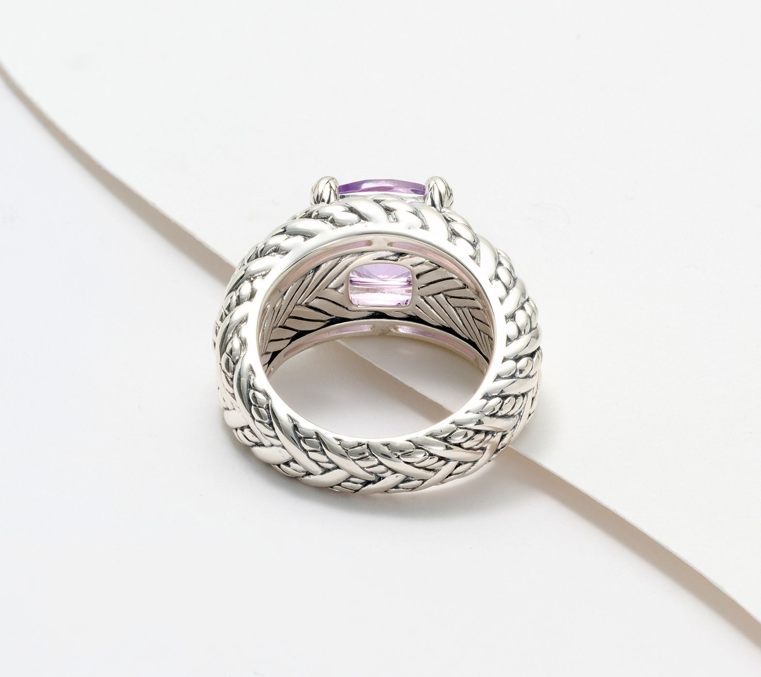 JAI Sterling Silver Legacy Woven Texture Gemstone Ring - QVC.com