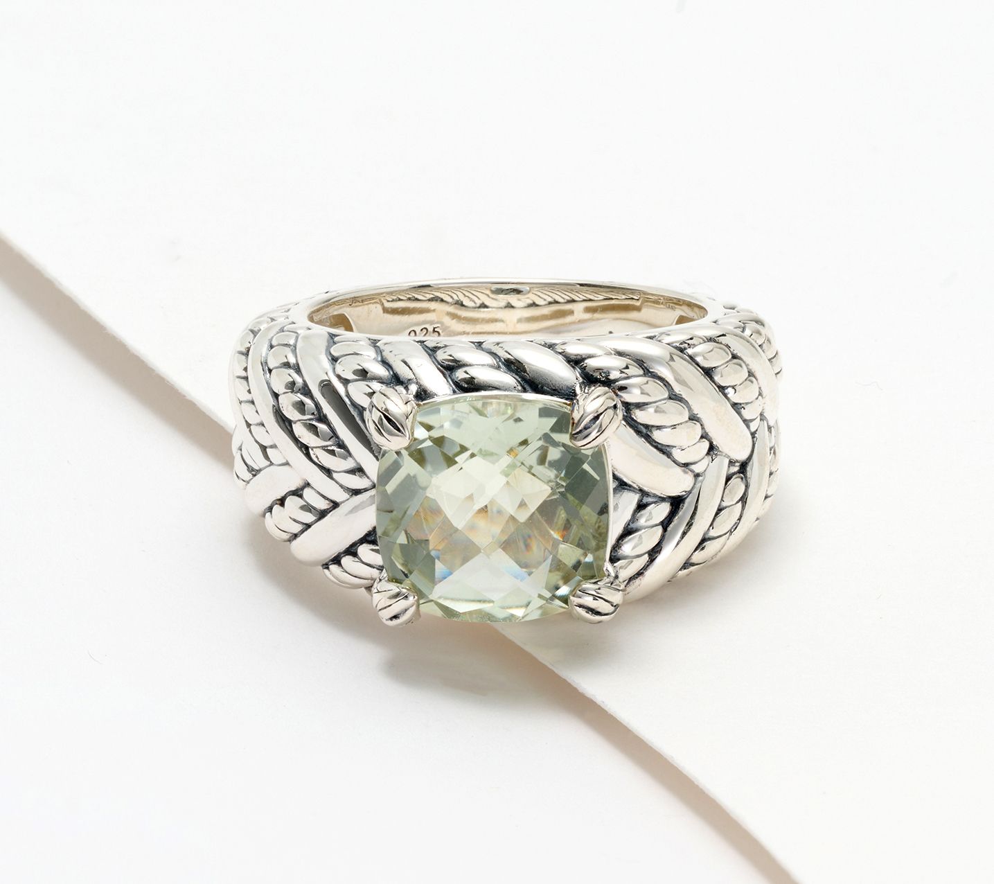 JAI Sterling Silver Legacy Woven Texture Gemstone Ring