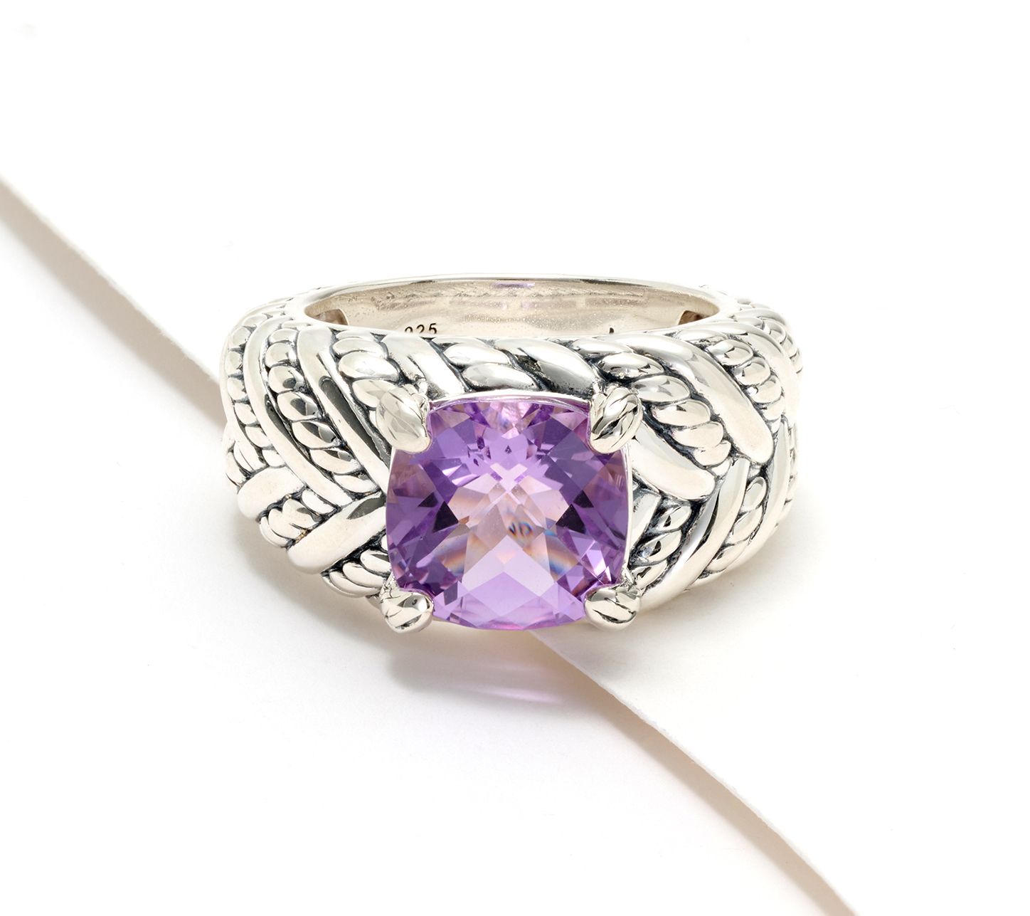 JAI Sterling Silver Legacy Woven Texture Gemstone Ring