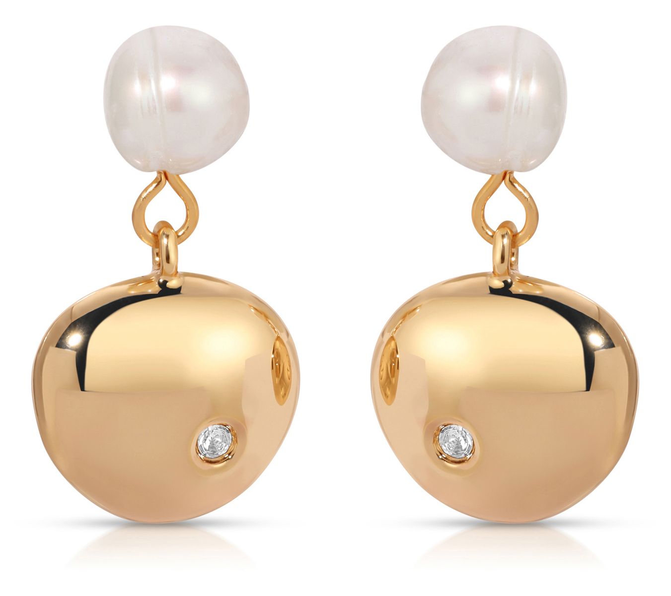 Ettika Small Cultured Pearl Pebble Dangle Earrings