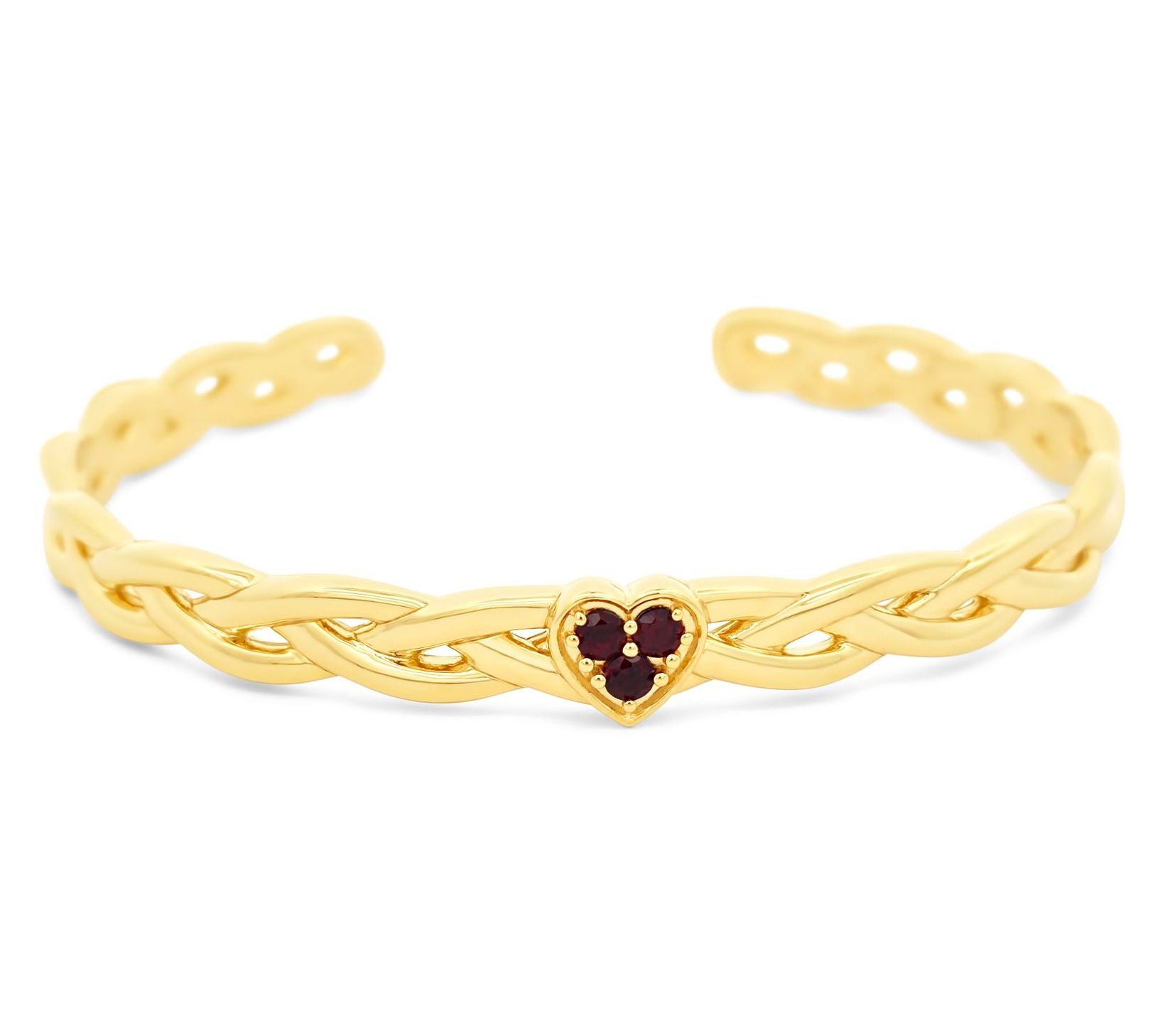 Goddaughters 14K Gold Clad Celtic Knot Heart Gemstone Cuff