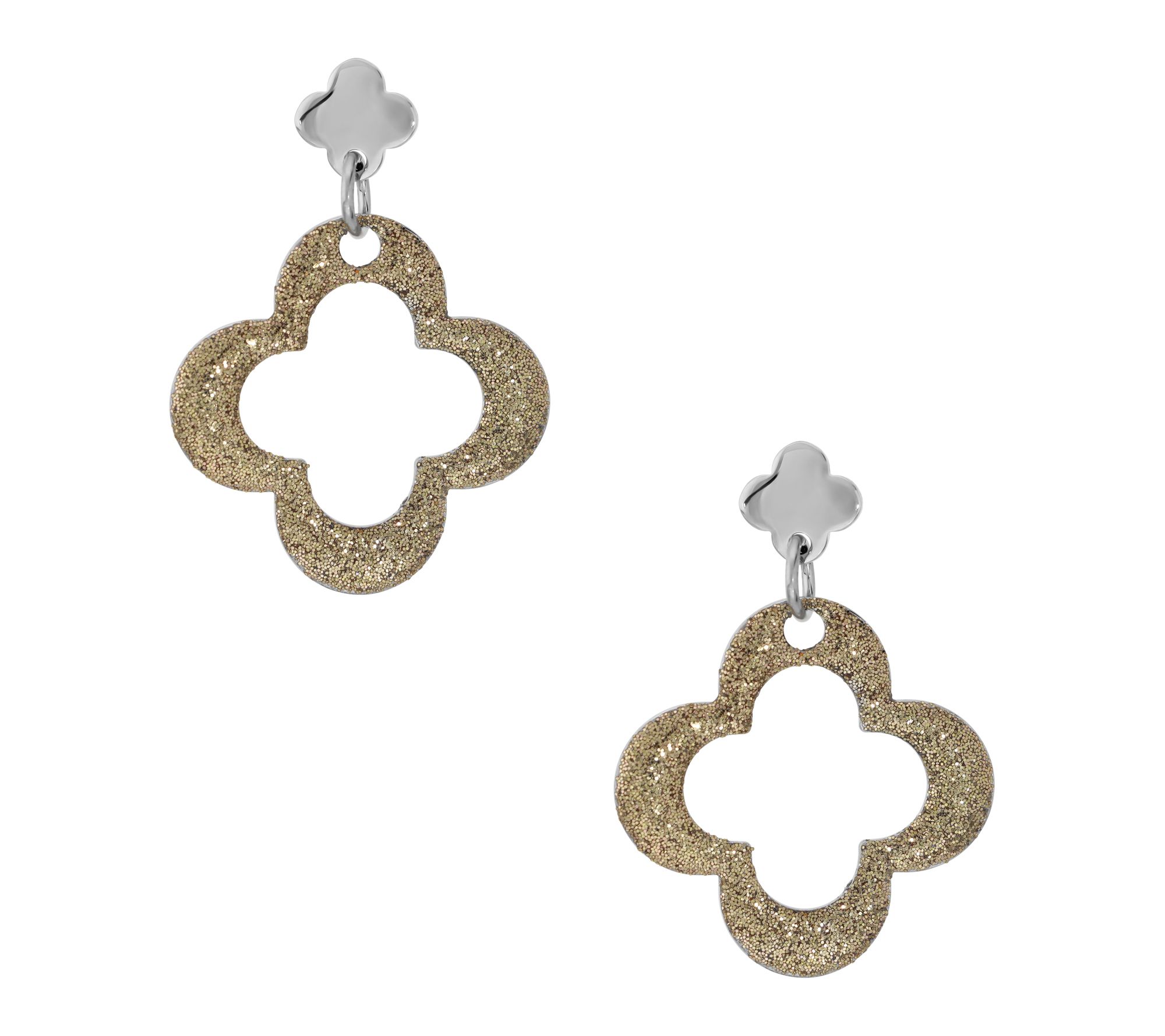 Steel by Design Glitter Clover Earrings