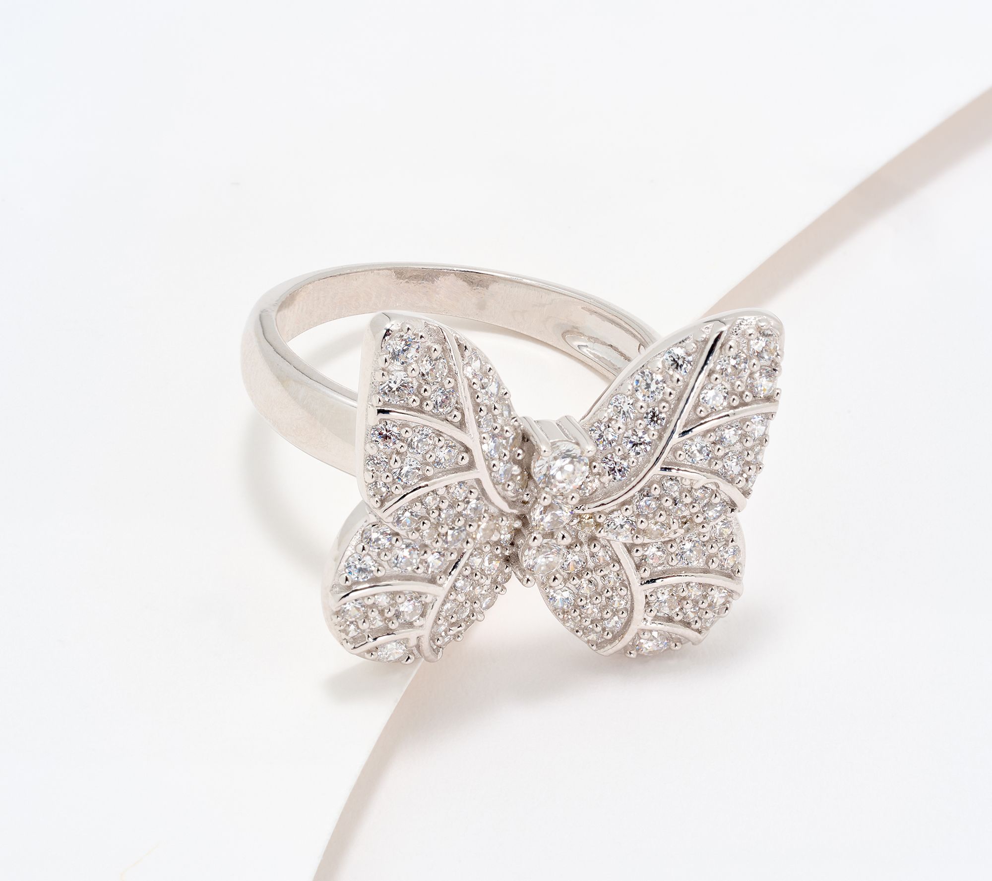 Diamonique x Kathy Levine Monarch Butterfly Ring, Sterling Silver
