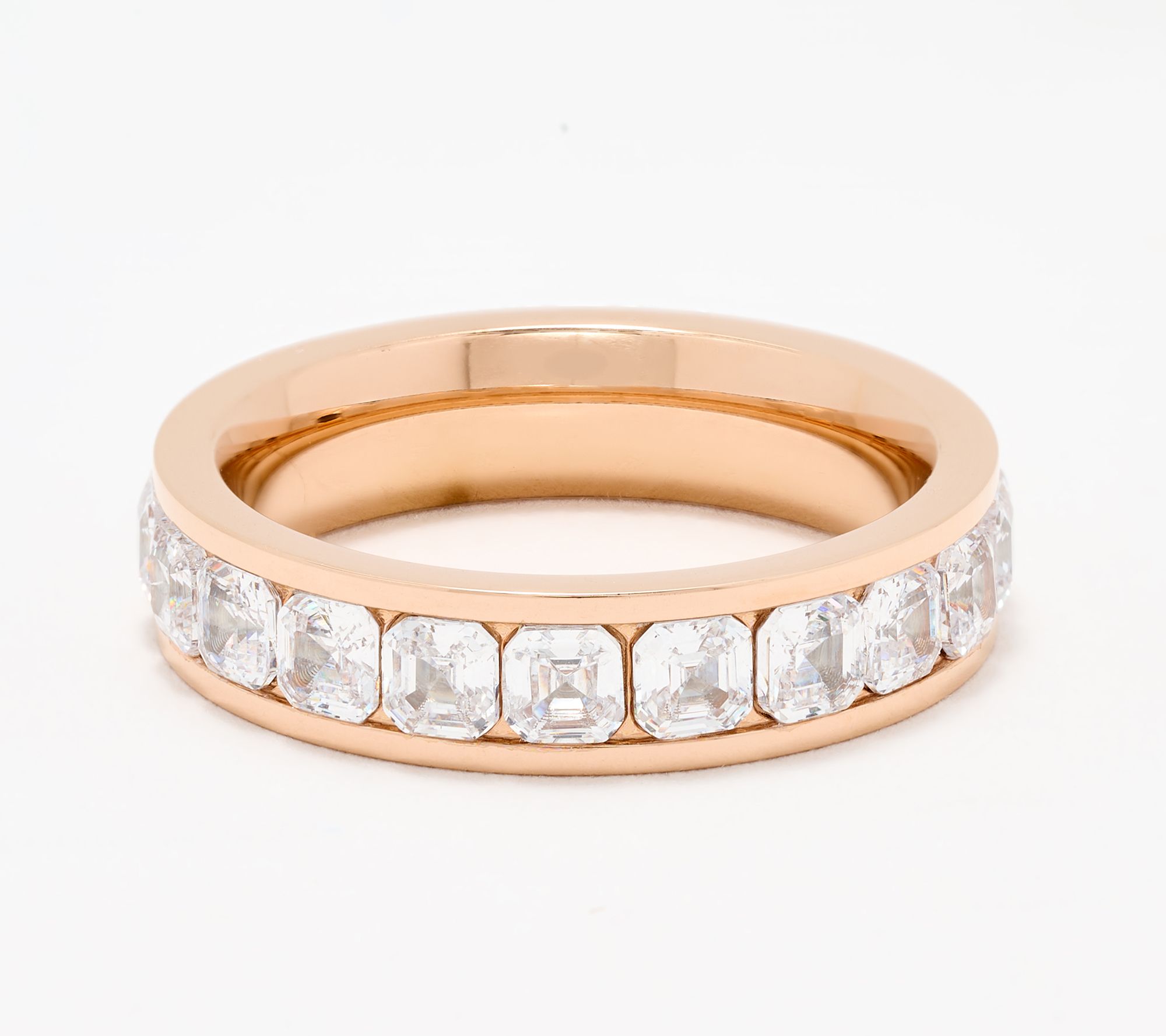 Steel by Diamonique Asscher-Cut Eternity Band Ring
