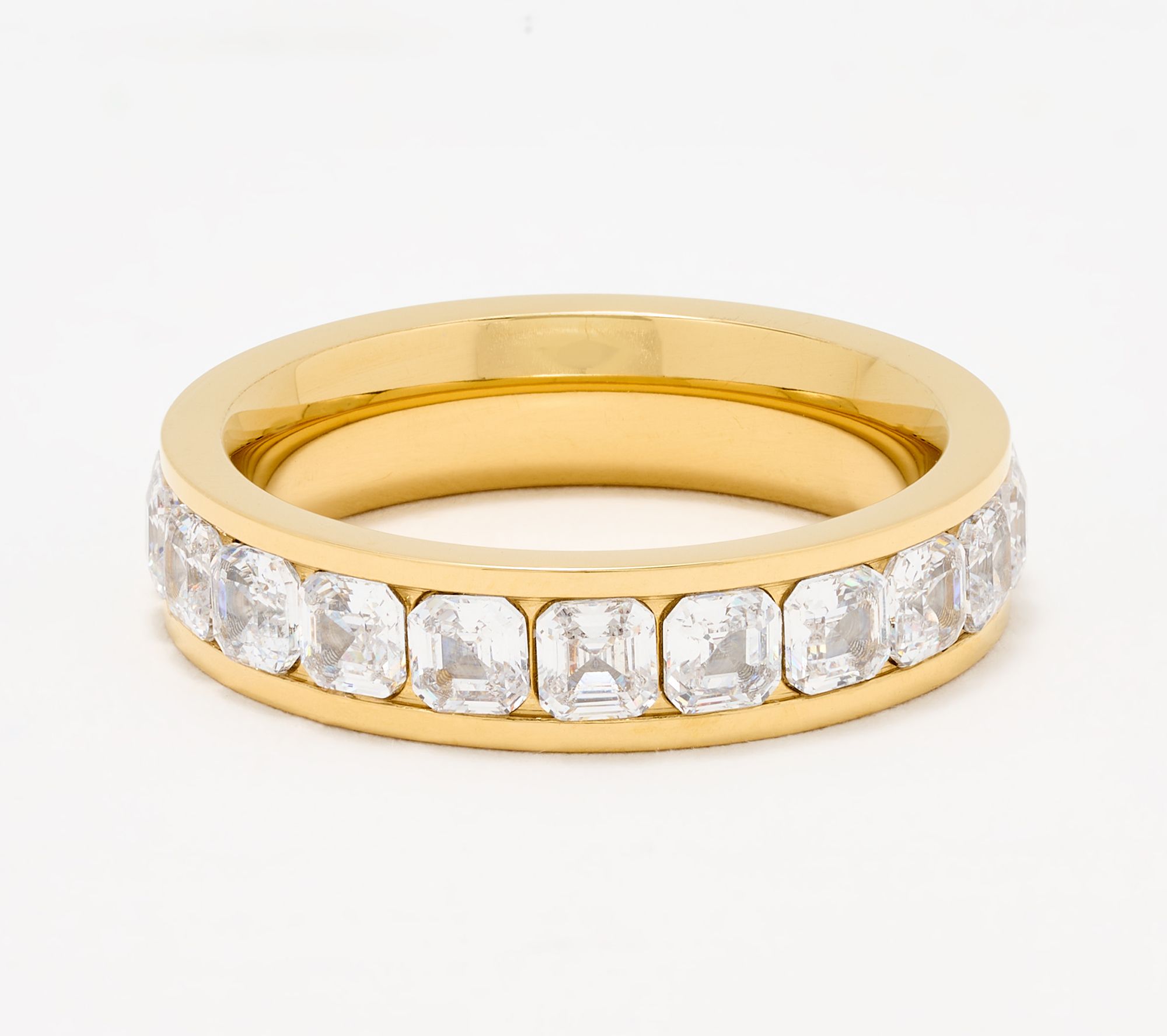Steel by Diamonique Asscher-Cut Eternity Band Ring