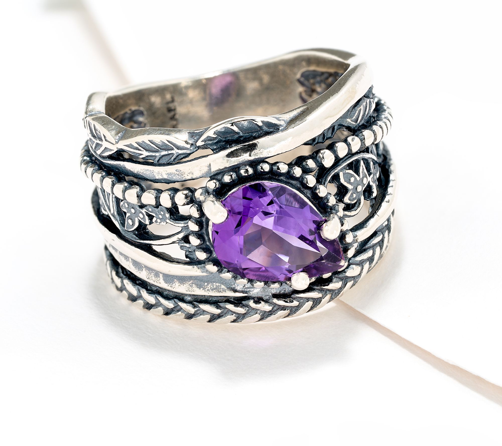 "As Is" Or Paz Sterling Silver Pear Shaped Gemstone Ring