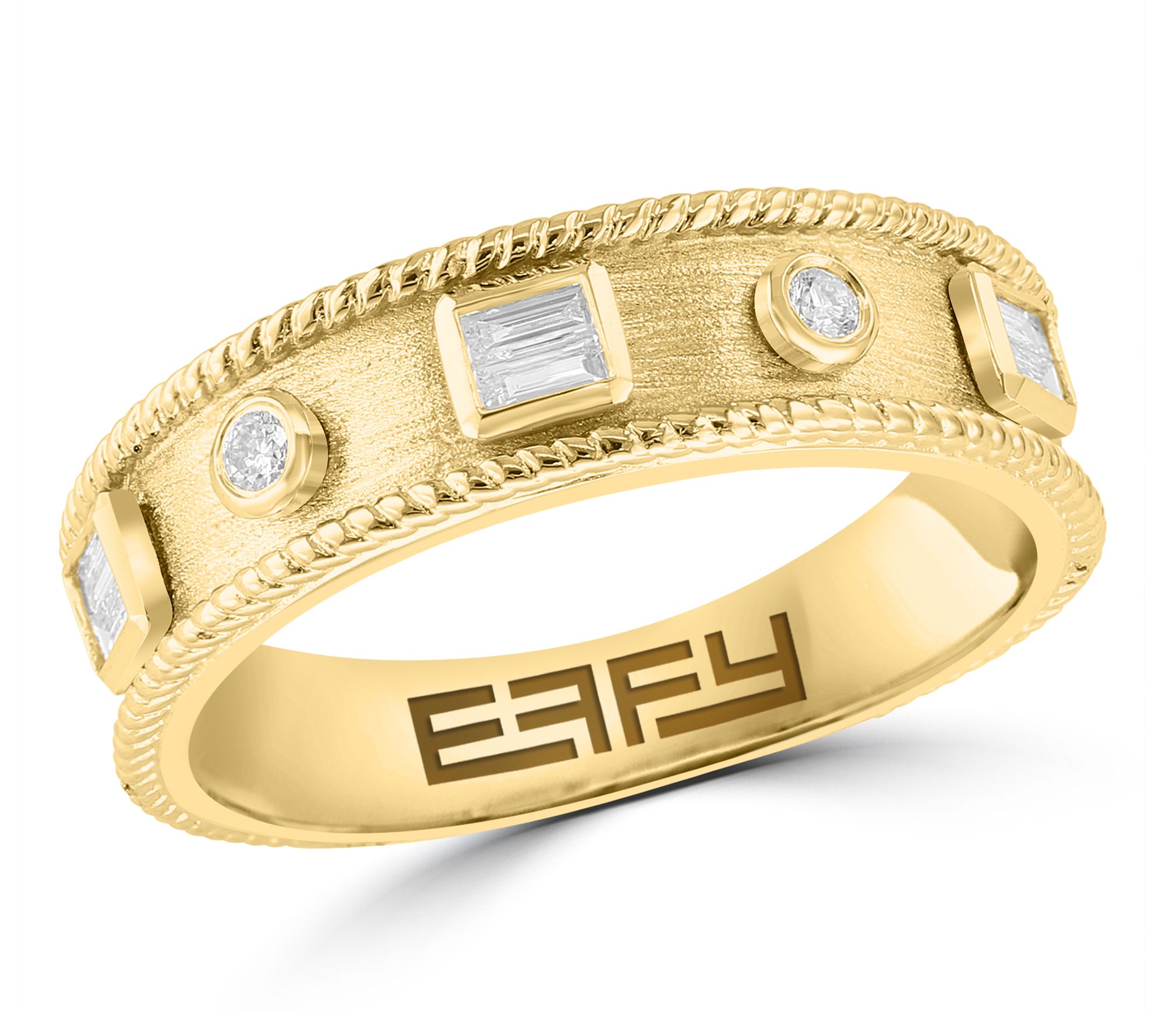 Effy Baguette & Round Diamond Band Ring, 14K Gold