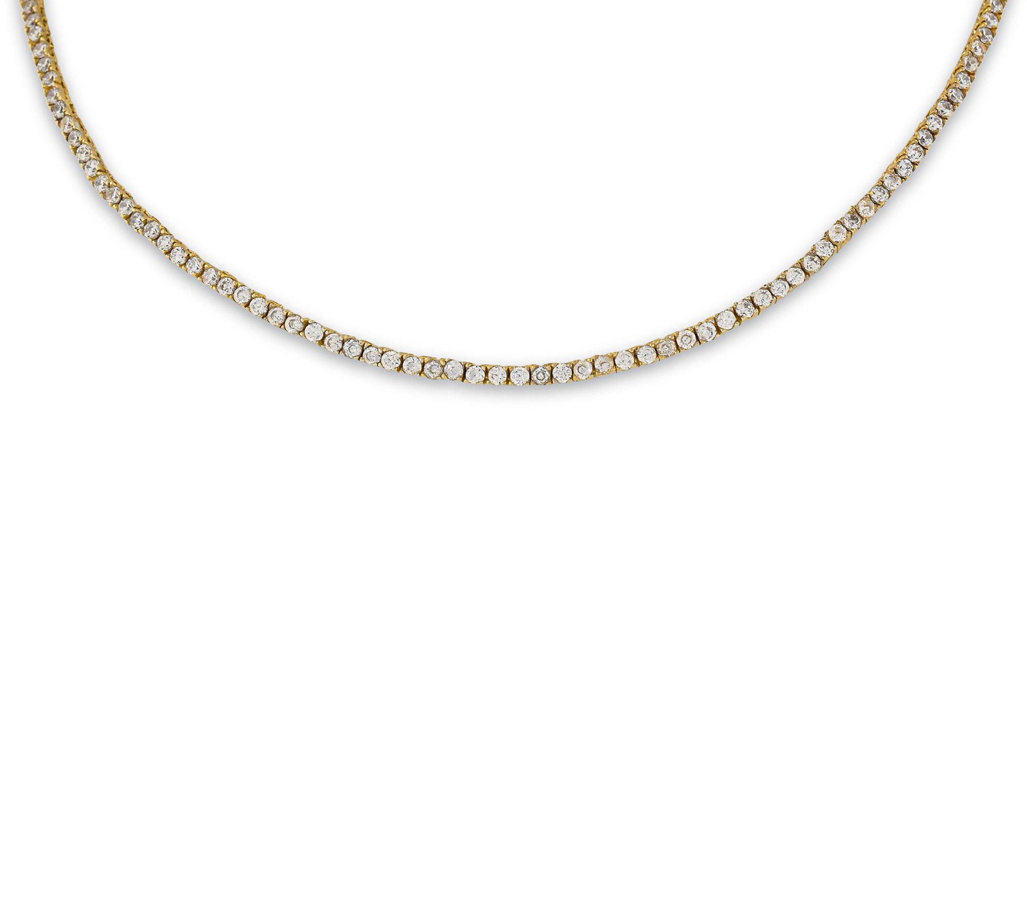 Diamonique 9.30 cttw Tennis Necklace, 14K GoldPlated