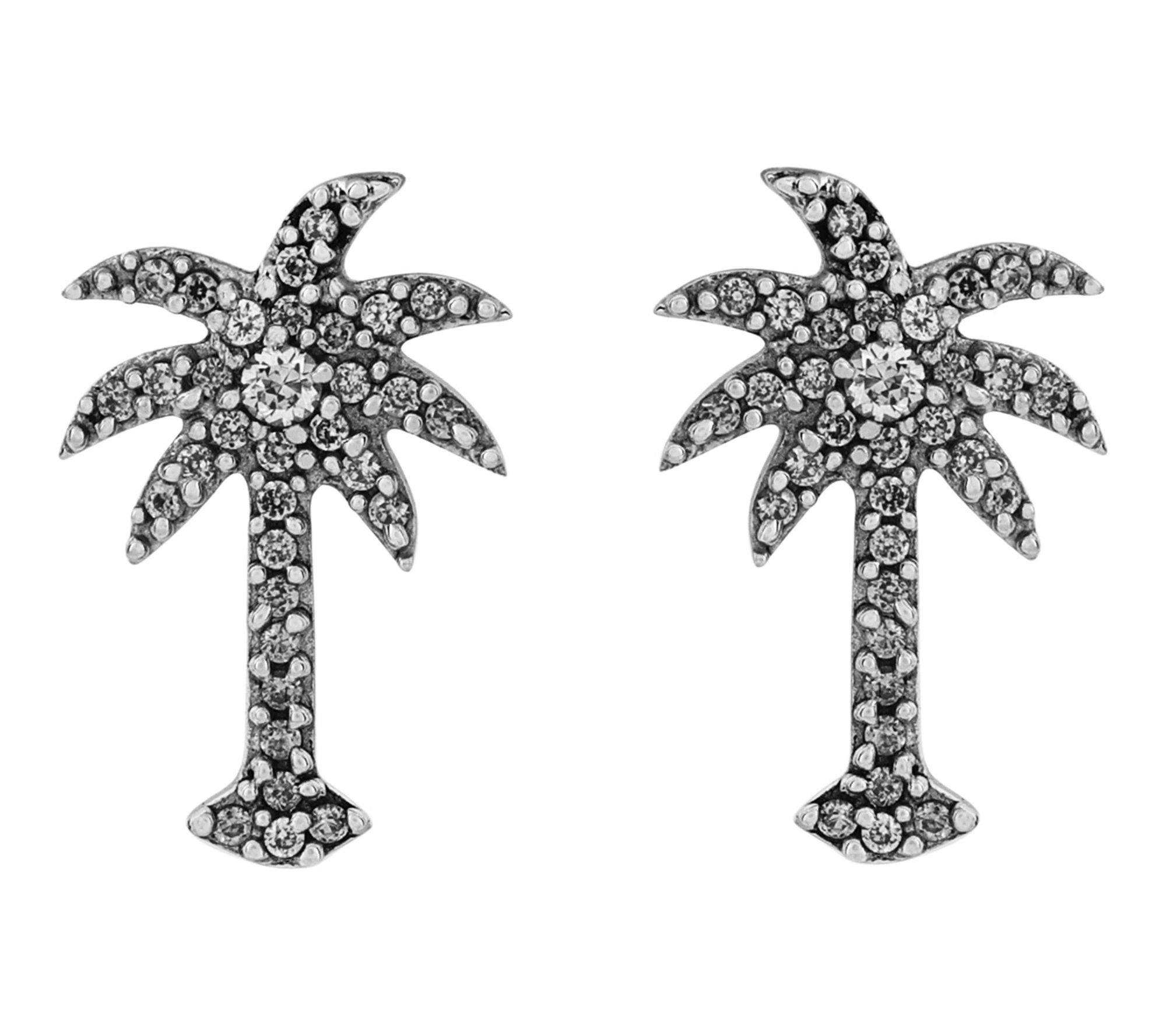 Diamonique 0.65 cttw Palm Tree Stud Earrings, Sterling Silver