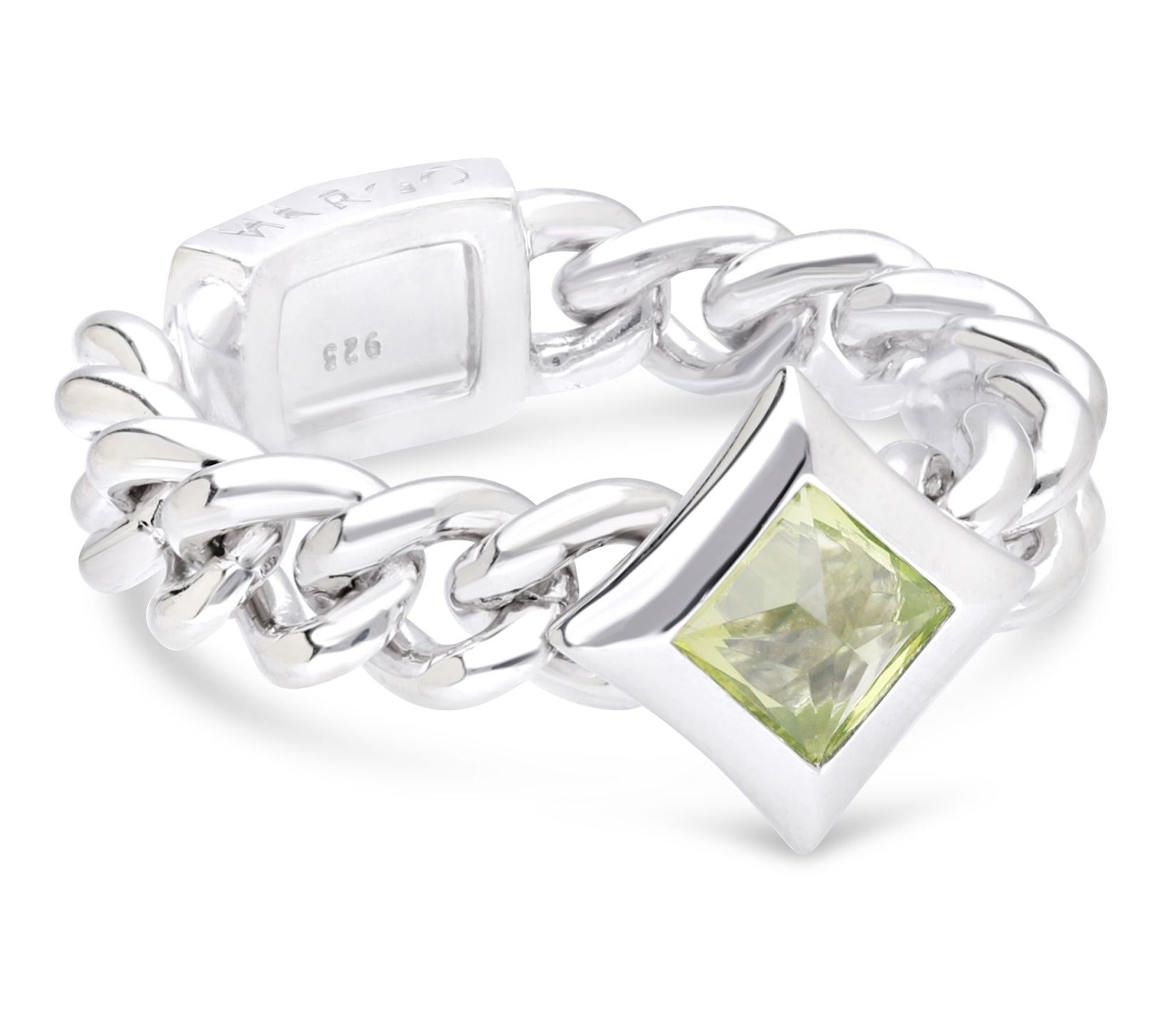 Margo Manhattan Sterling Silver Peridot MartiniChain Ring