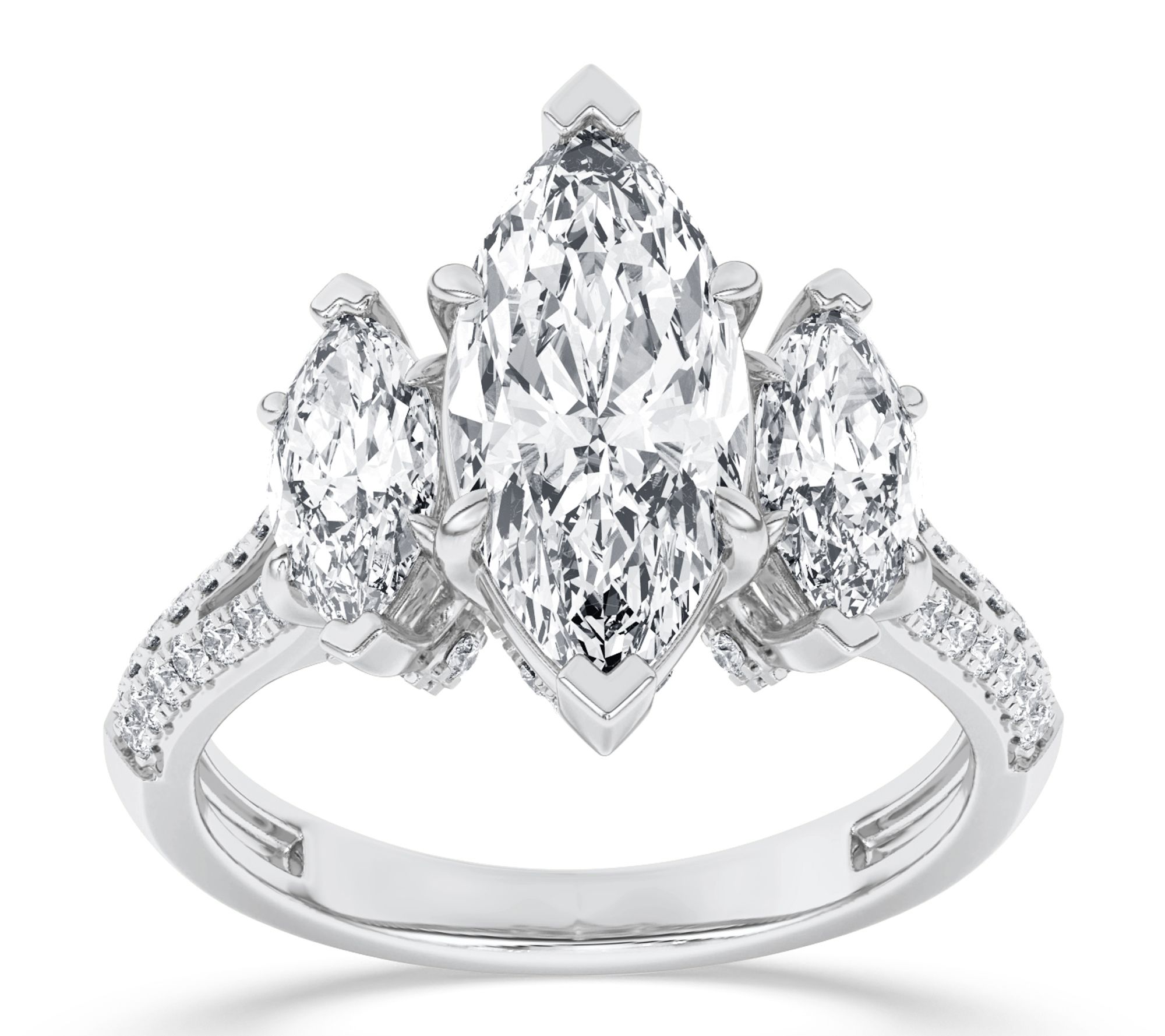  Fire Light Lab Grown Diamond Triple Marquise Ring, 14K Gold
