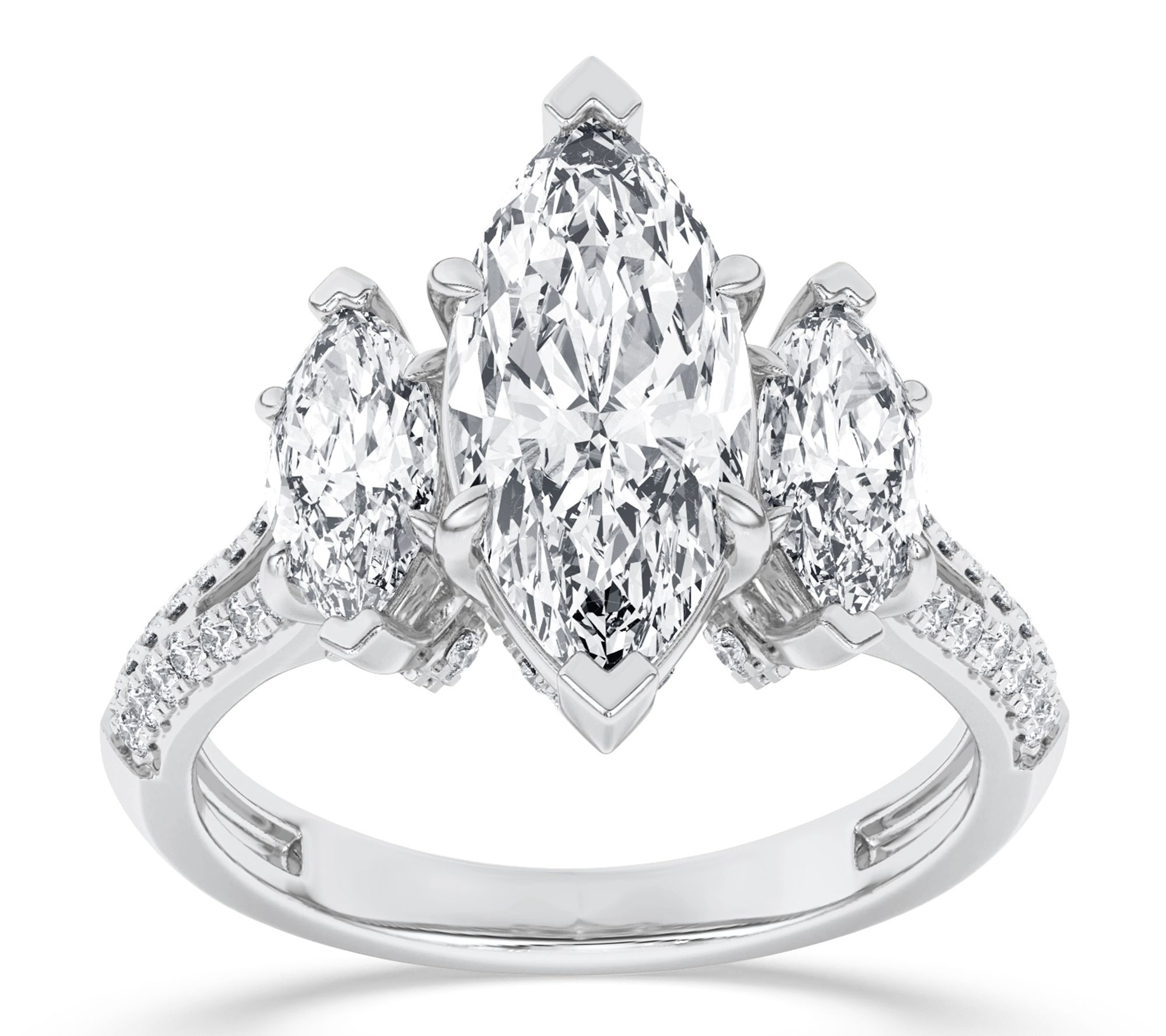 Fire Light Lab Grown Diamond Triple Marquise Ring, 14K Gold