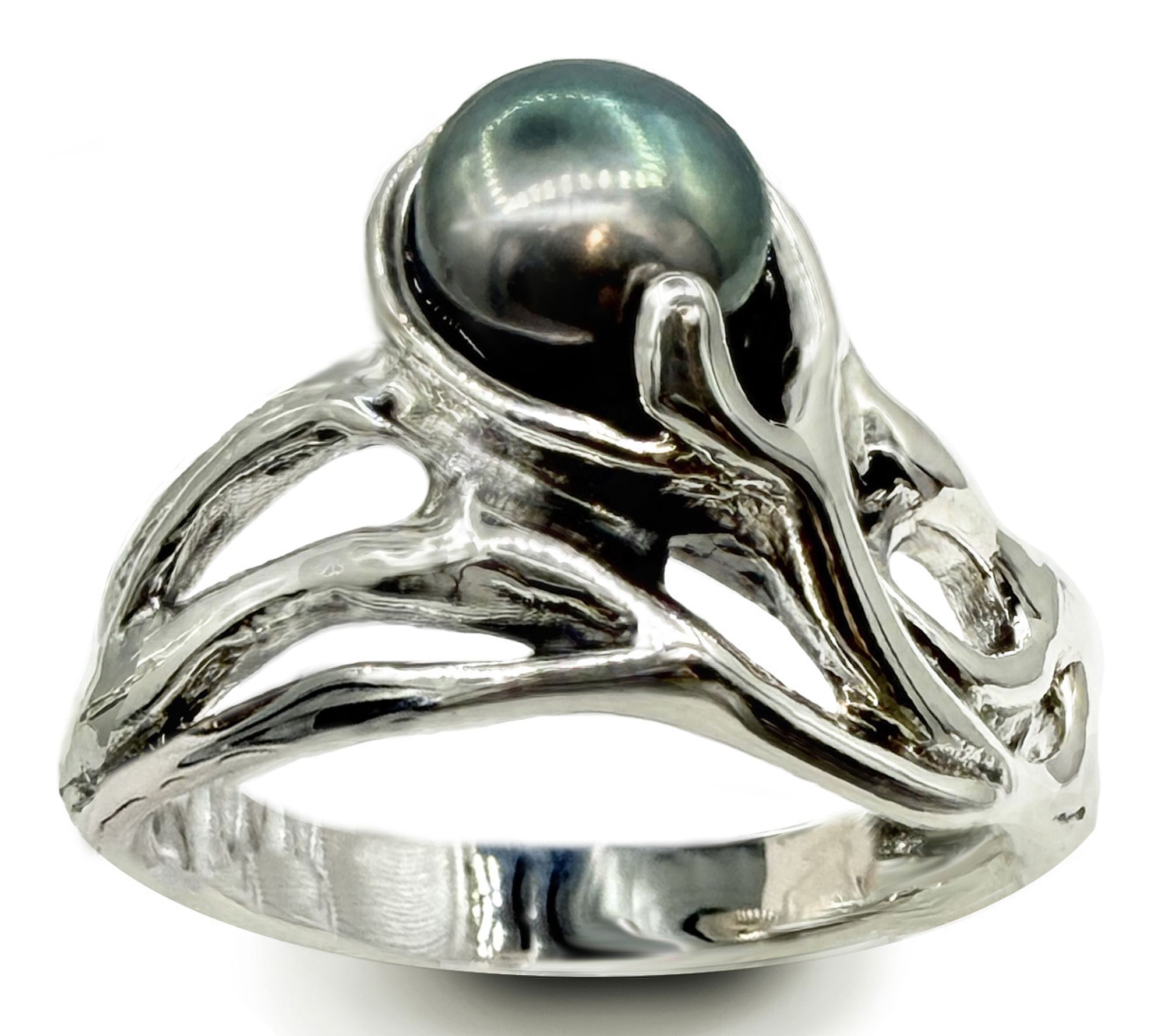 Hagit Sterling Silver Cultured Pearl UndulatingRing