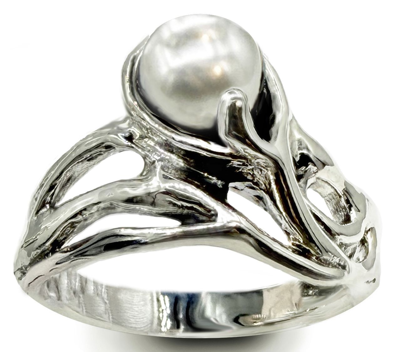 Hagit Sterling Silver Cultured Pearl UndulatingRing