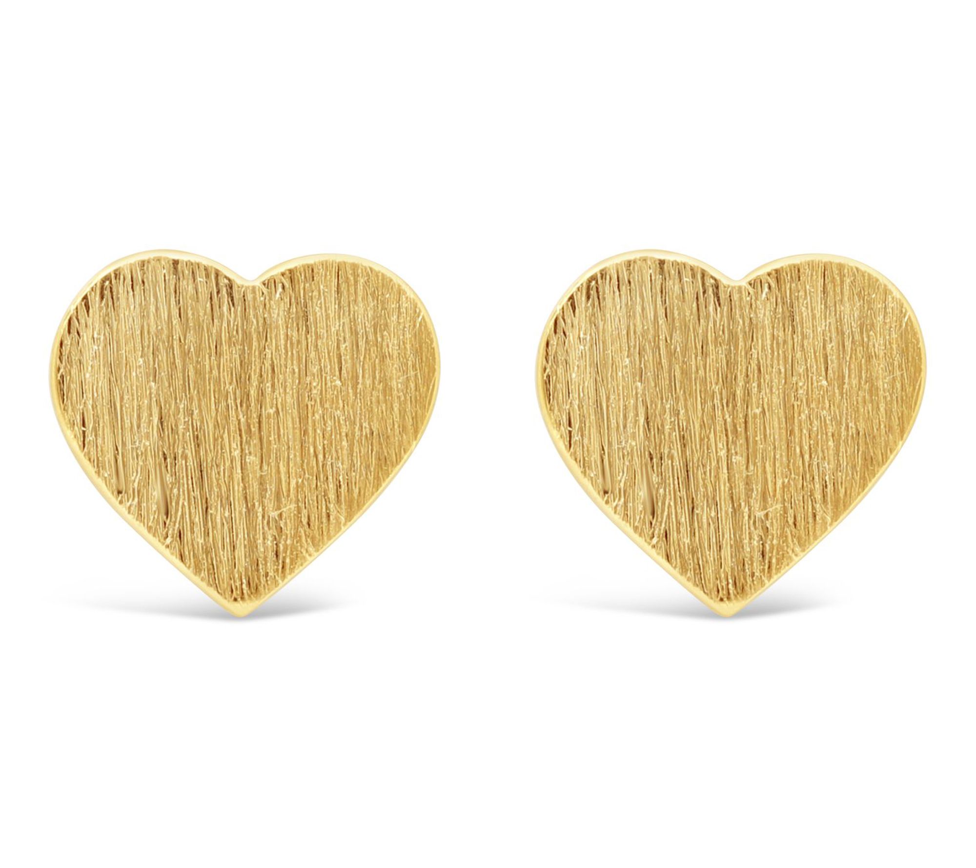 Elyse Ryan 14K Gold Clad Brushed Heart Stud Earrings