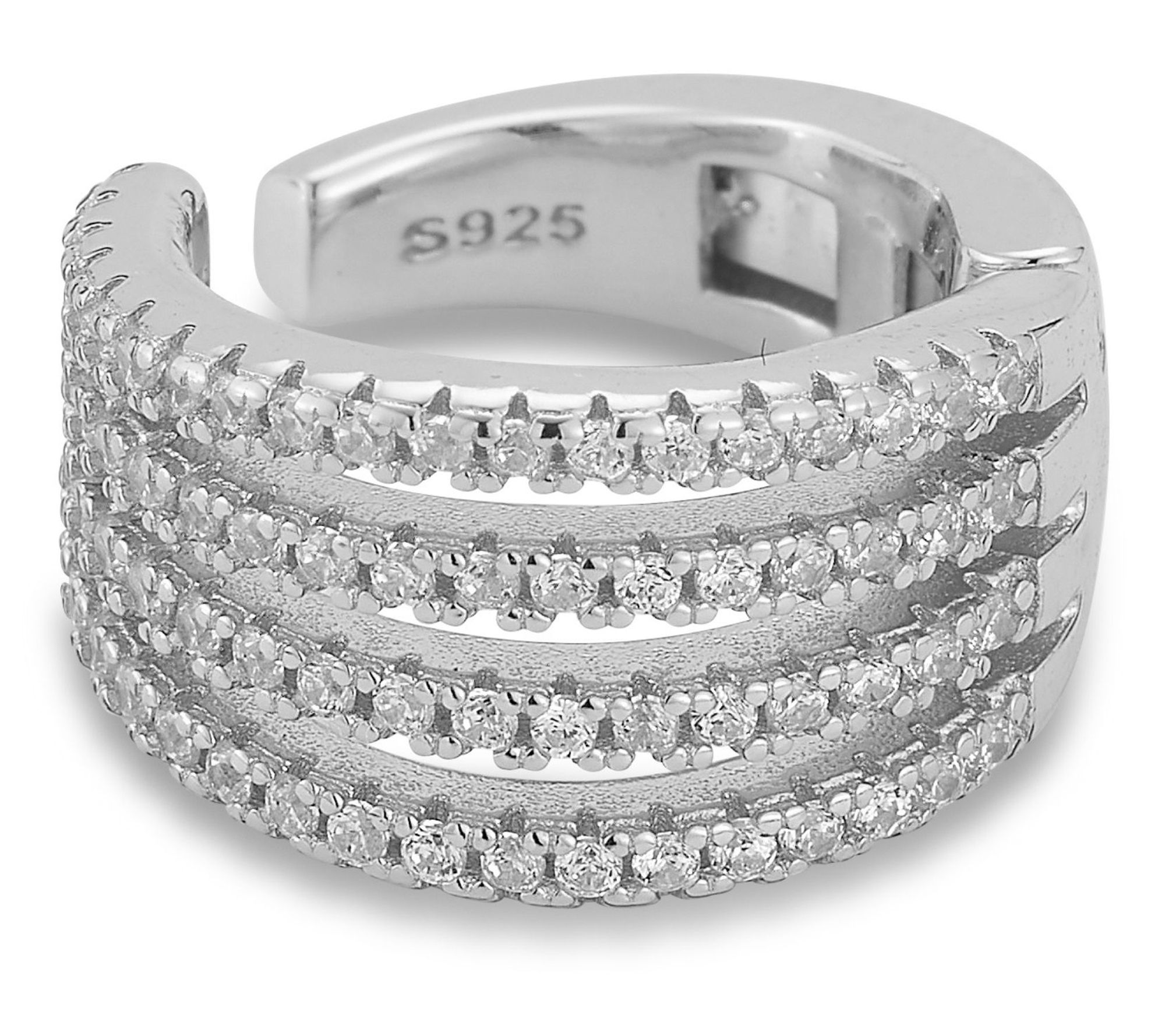 Sterlina Silver Pave Ribbed Ear Cuff, Sterling