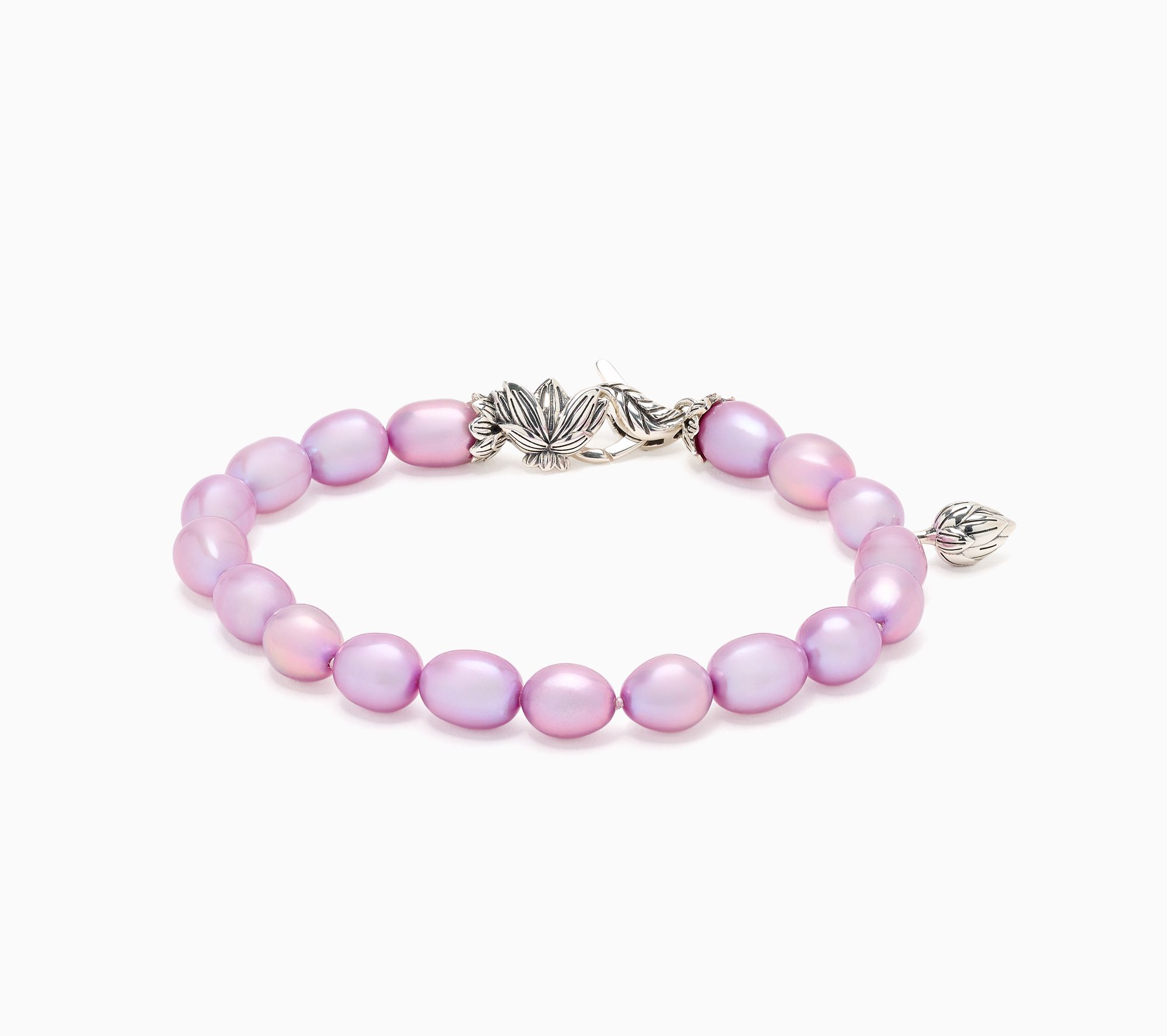 Third Person Sterling Silver Lotus & Cultured Pearl Bracelet