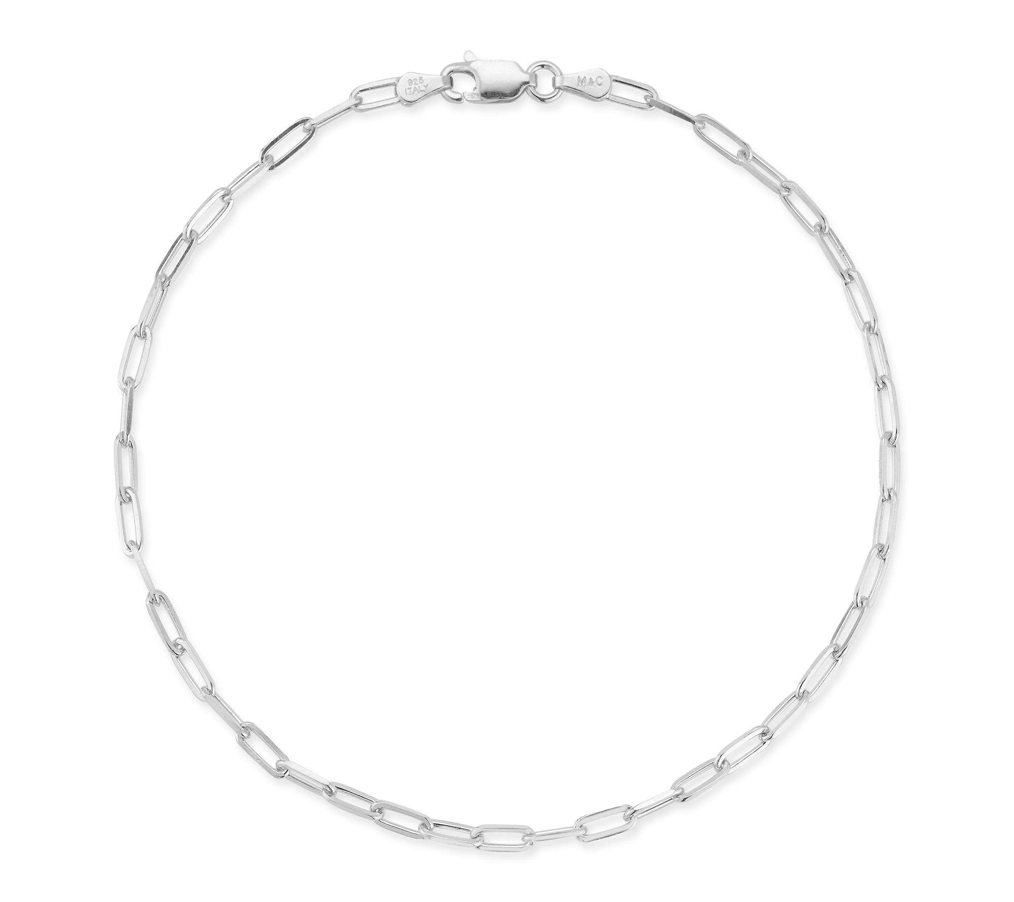 Italian Silver 8" Paperclip Chain Bracelet, Sterling