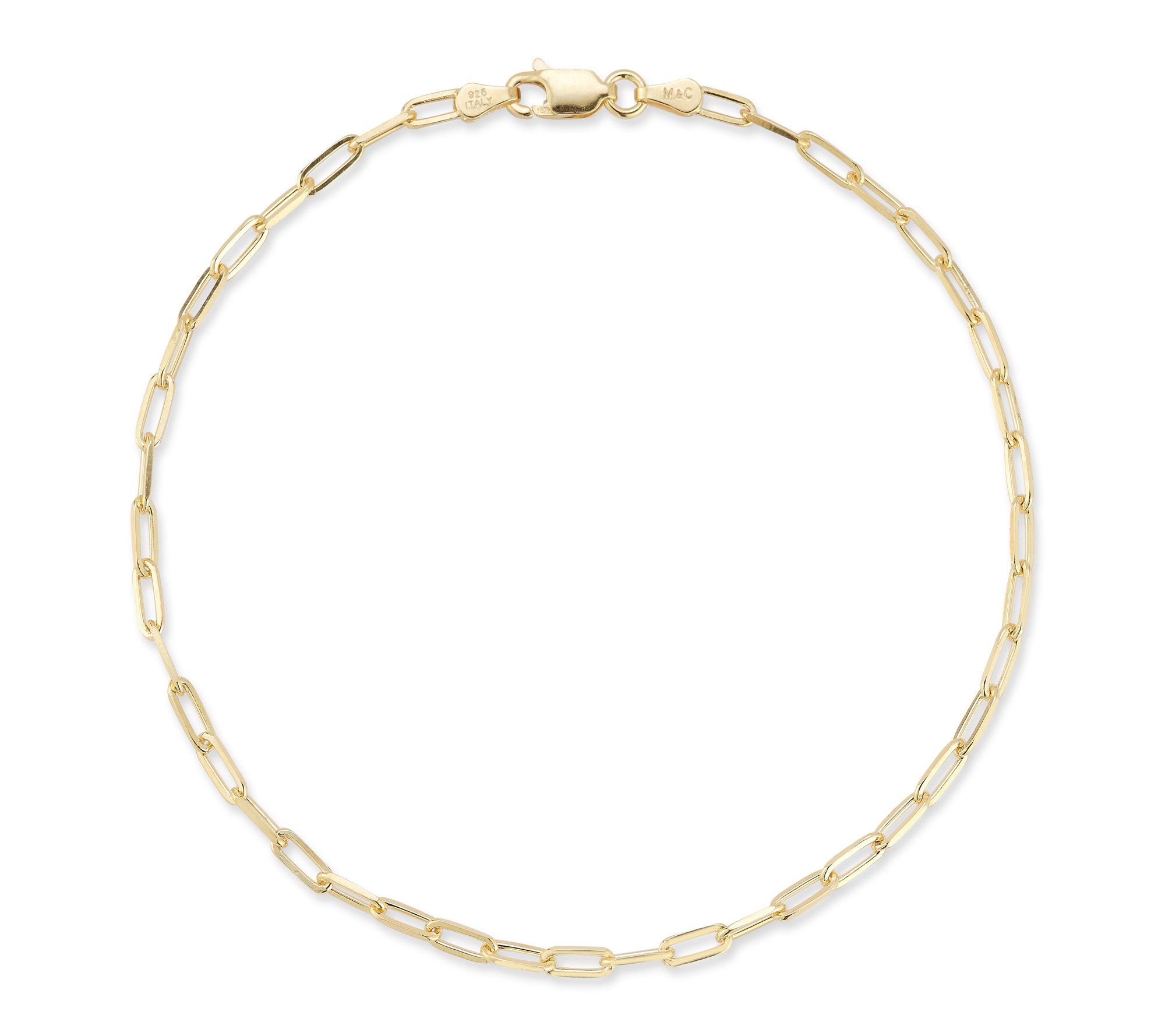 Italian Silver 8" Paperclip Chain Bracelet, Sterling