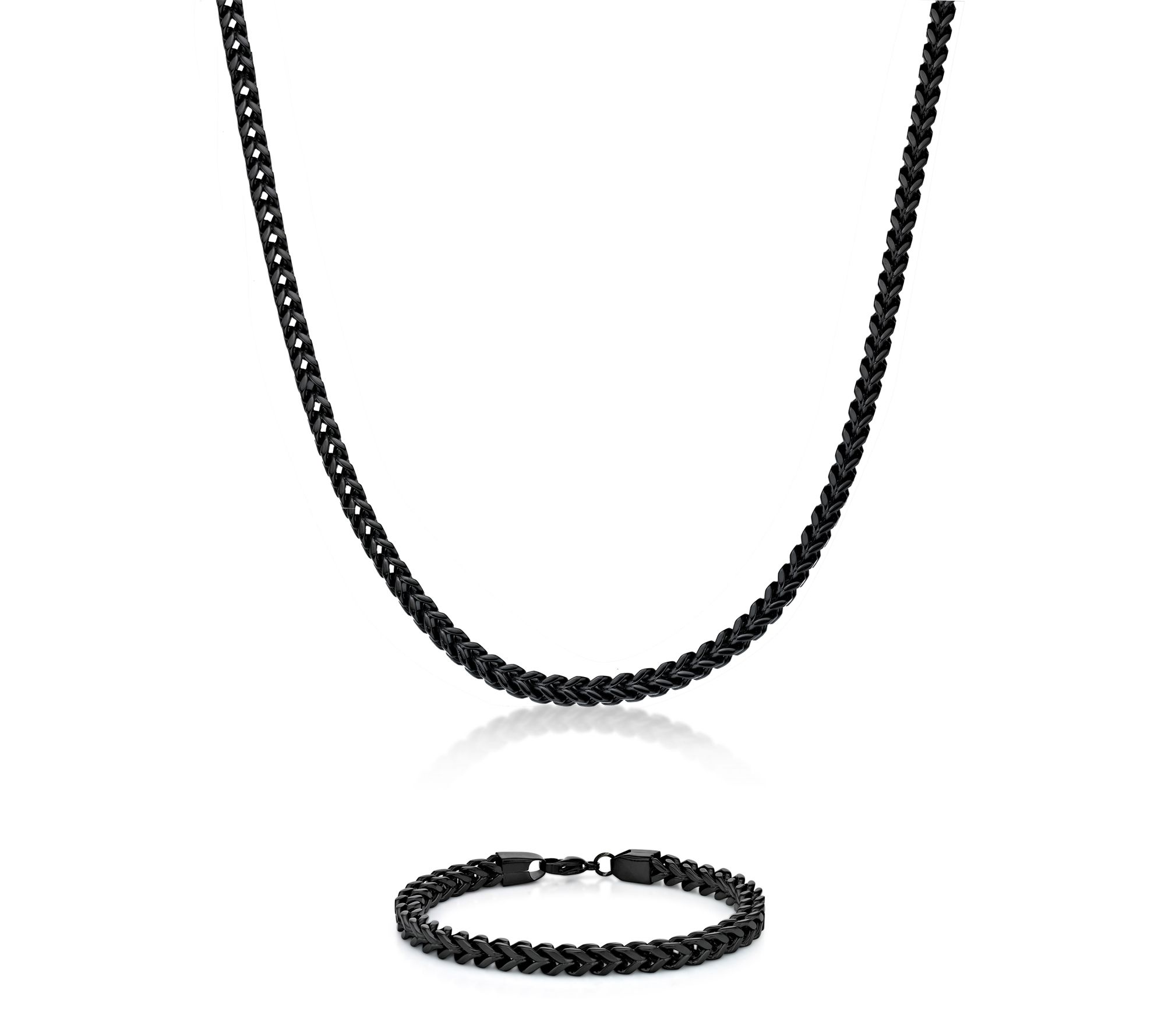 LYNX Men's Stainless Steel Black IP Necklace & Bracelet Set