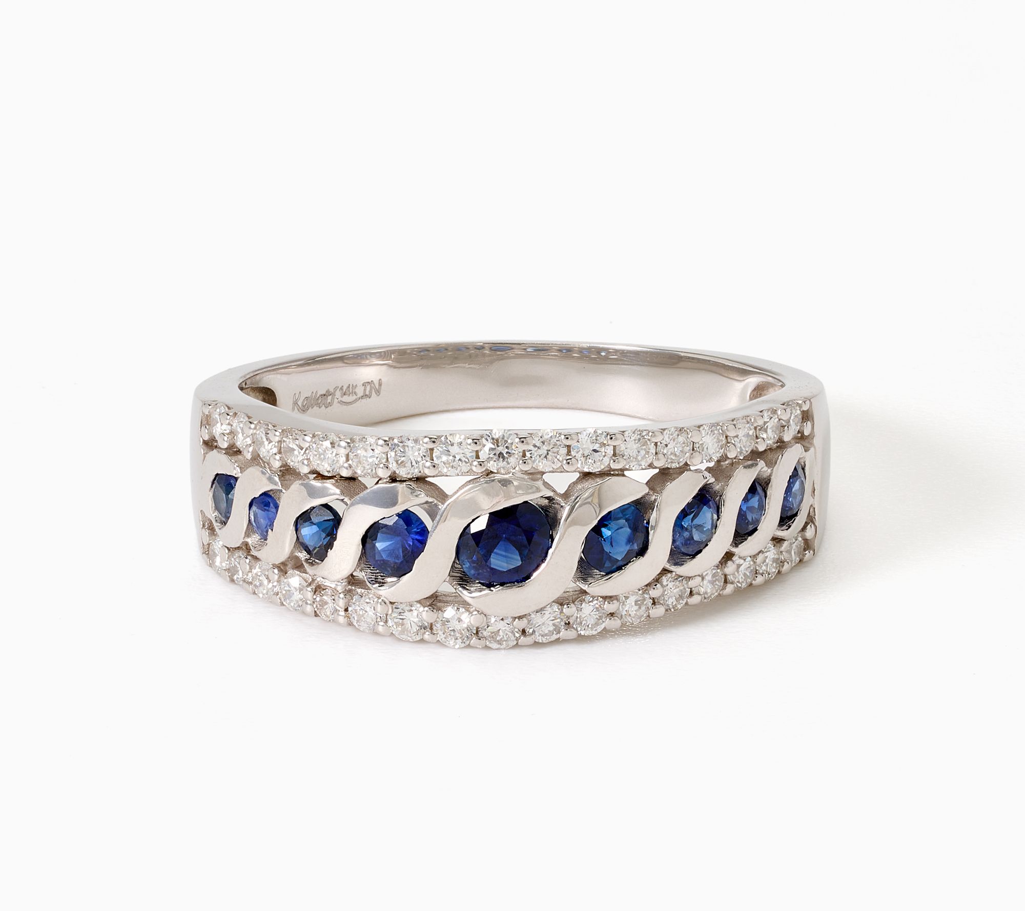 Kallati Sapphire & Diamond Ring, 14K White Gold