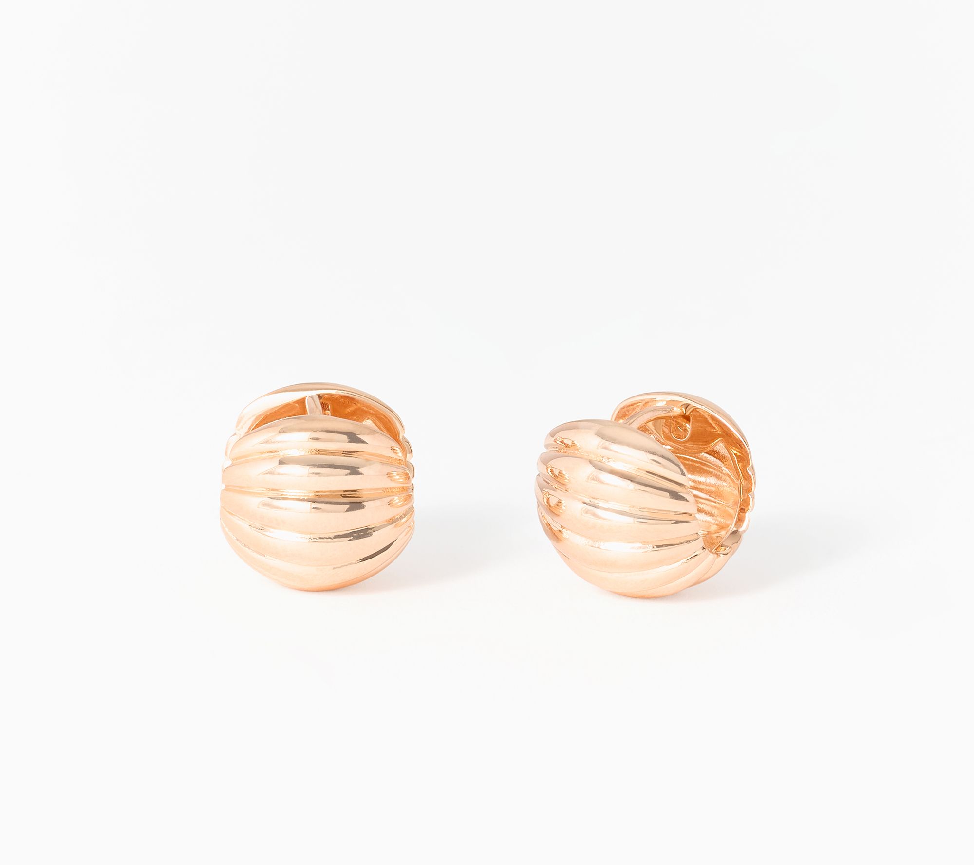 David Markstein Bronze Ribbed Small Huggie Hoops