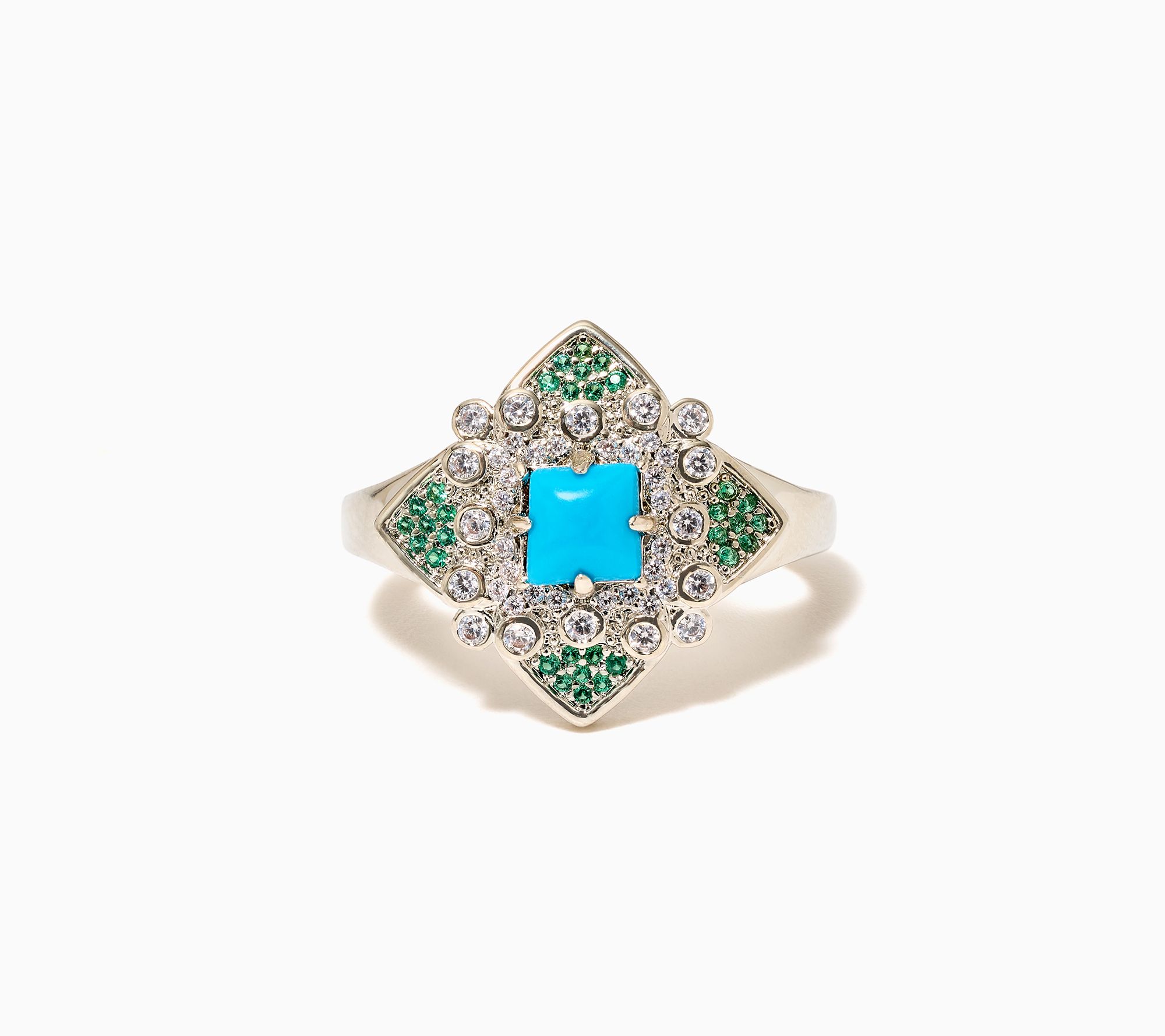 Kim Gravel Simulated Turquoise Cushion Pave Ring