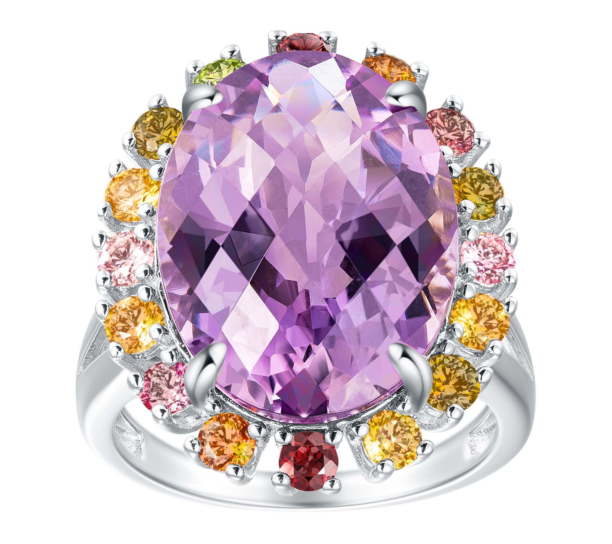 Affinity Gems Oval-Cut Halo Ring, Sterling Silver