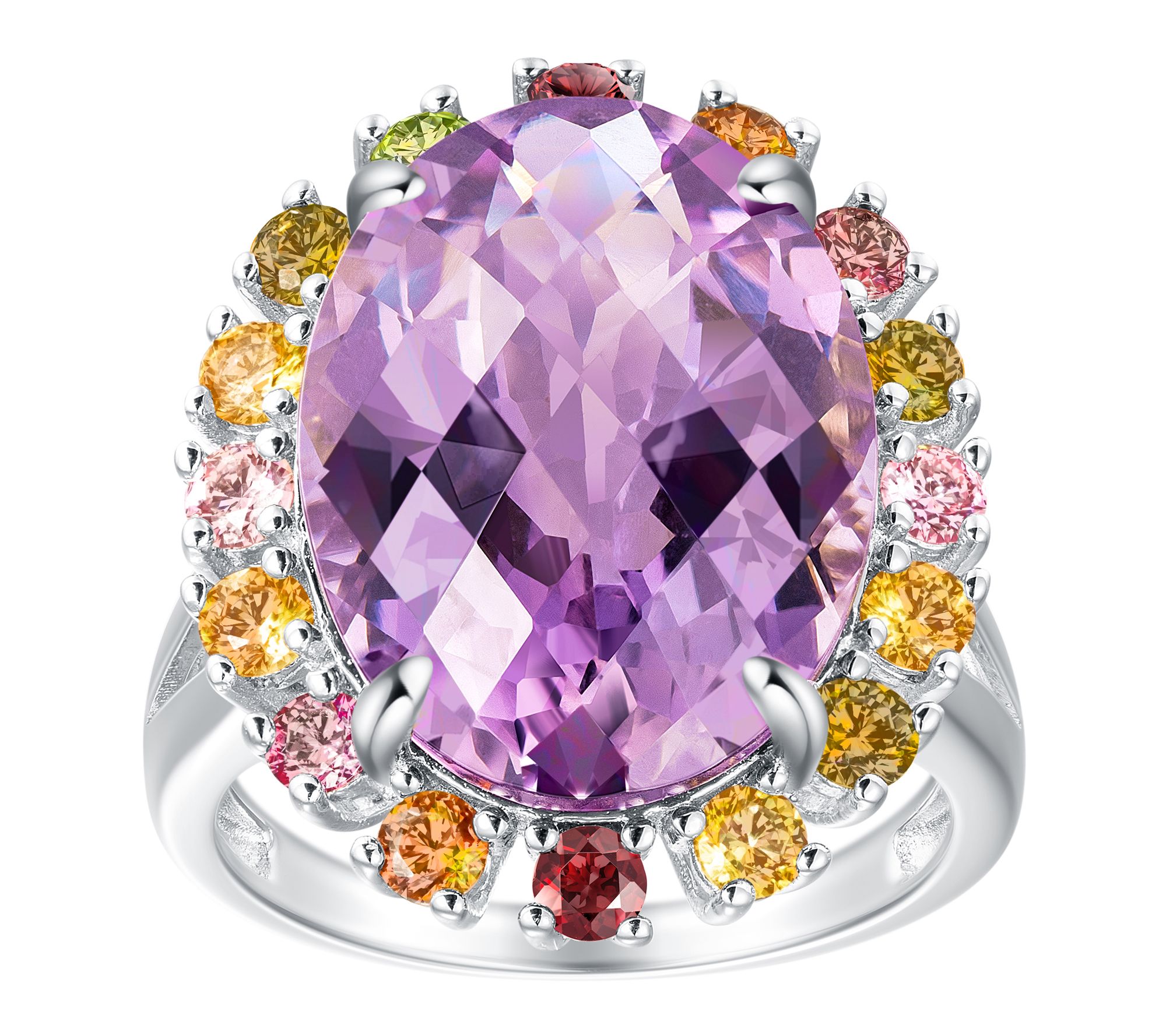 Affinity Gems Oval-Cut Halo Ring, Sterling Silver